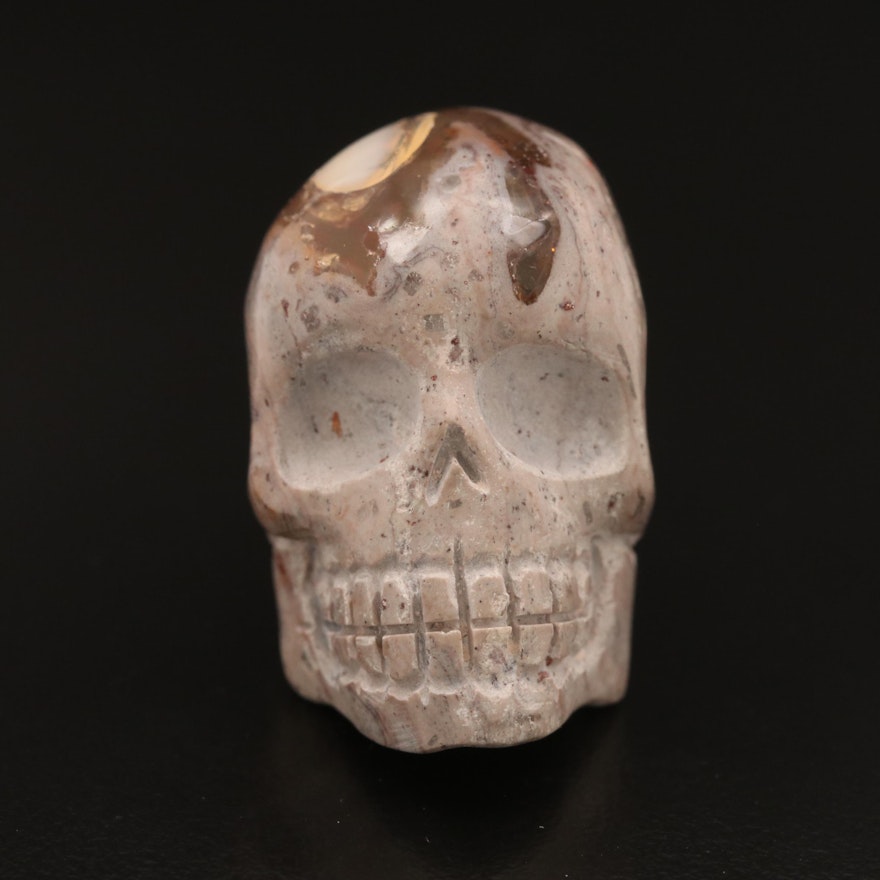 Carved Boulder Opal Skull