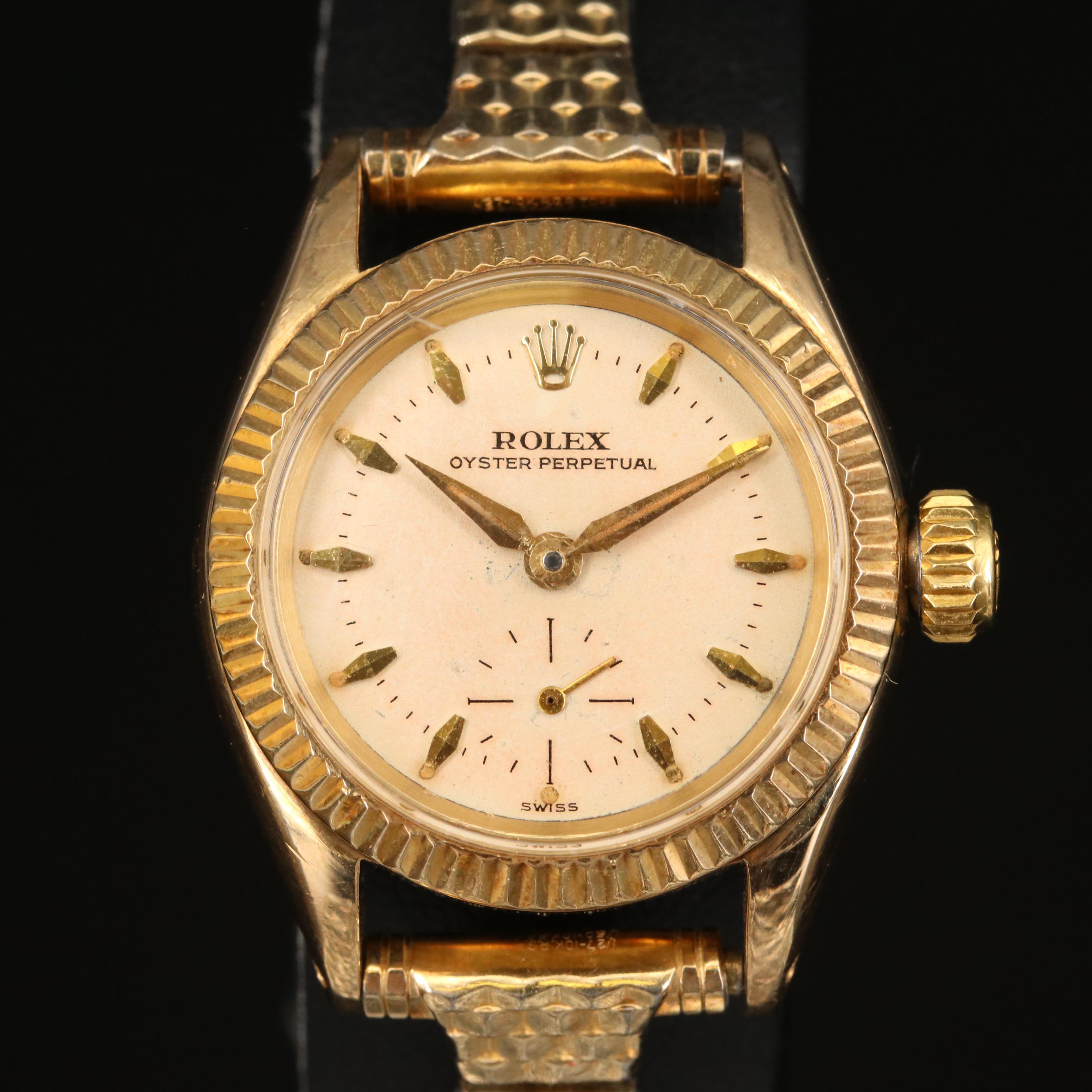 1956 Rolex Oyster Perpetual 6509 14K Gold Automatic Watch