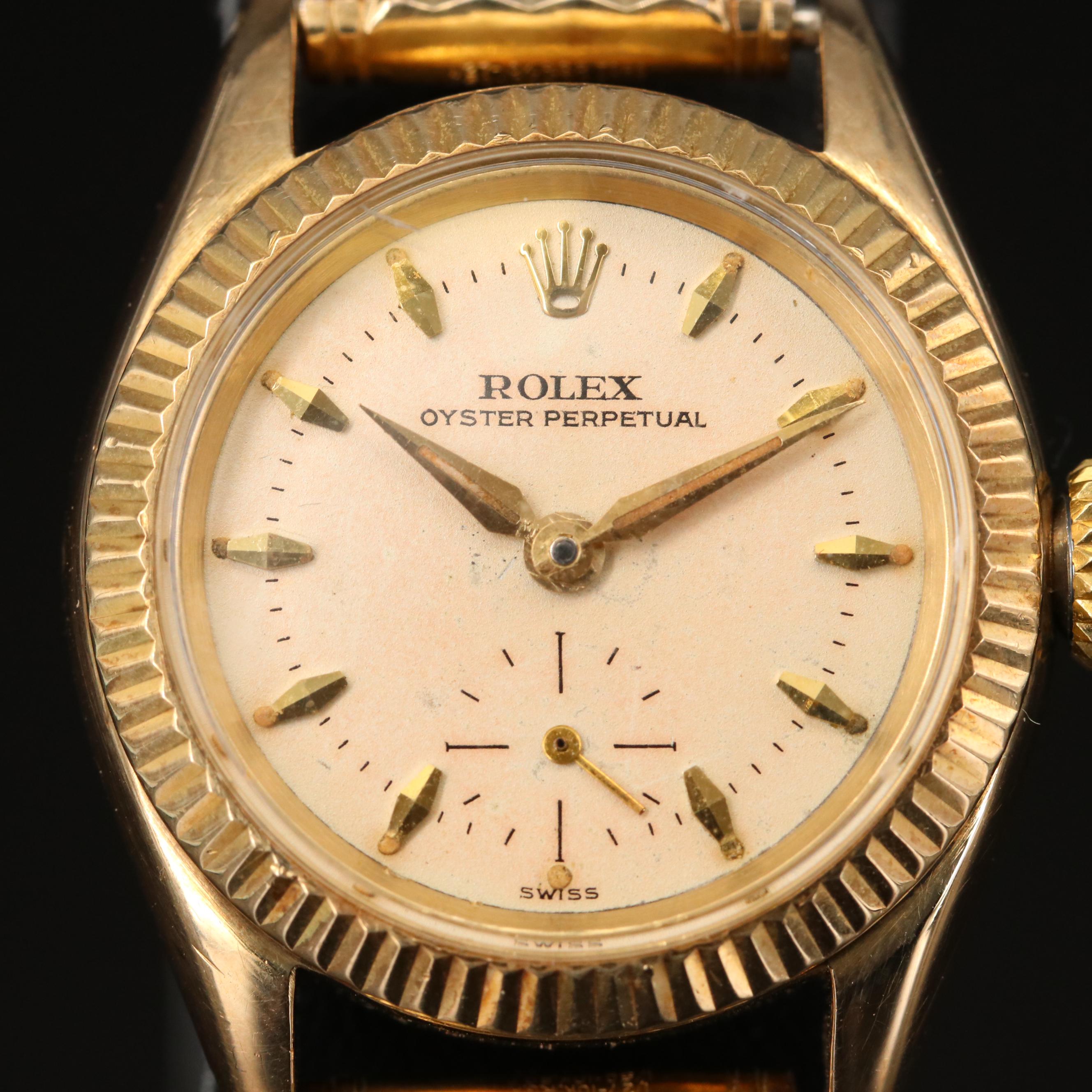 1956 Rolex Oyster Perpetual 6509 14K Gold Automatic Watch