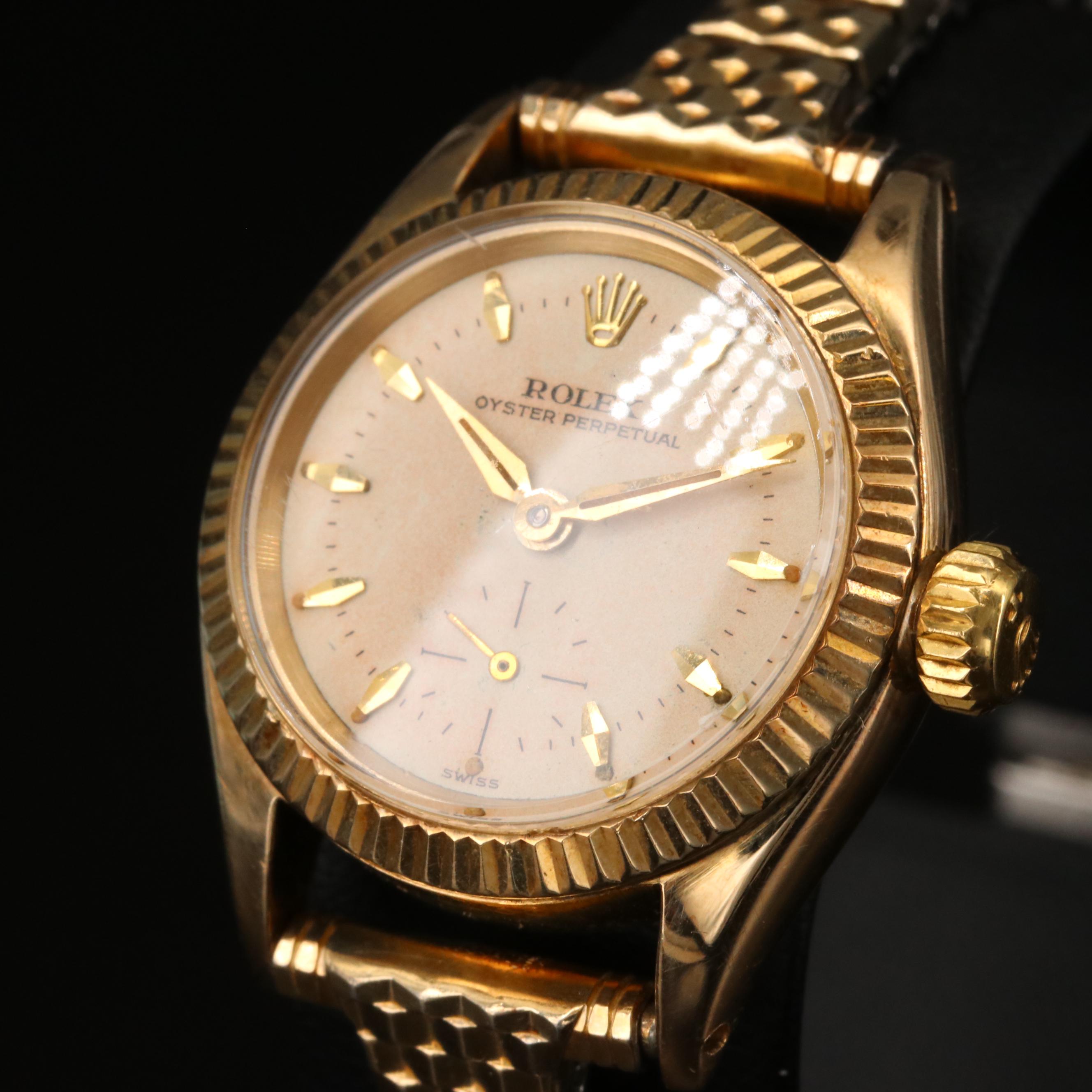 1956 Rolex Oyster Perpetual 6509 14K Gold Automatic Watch