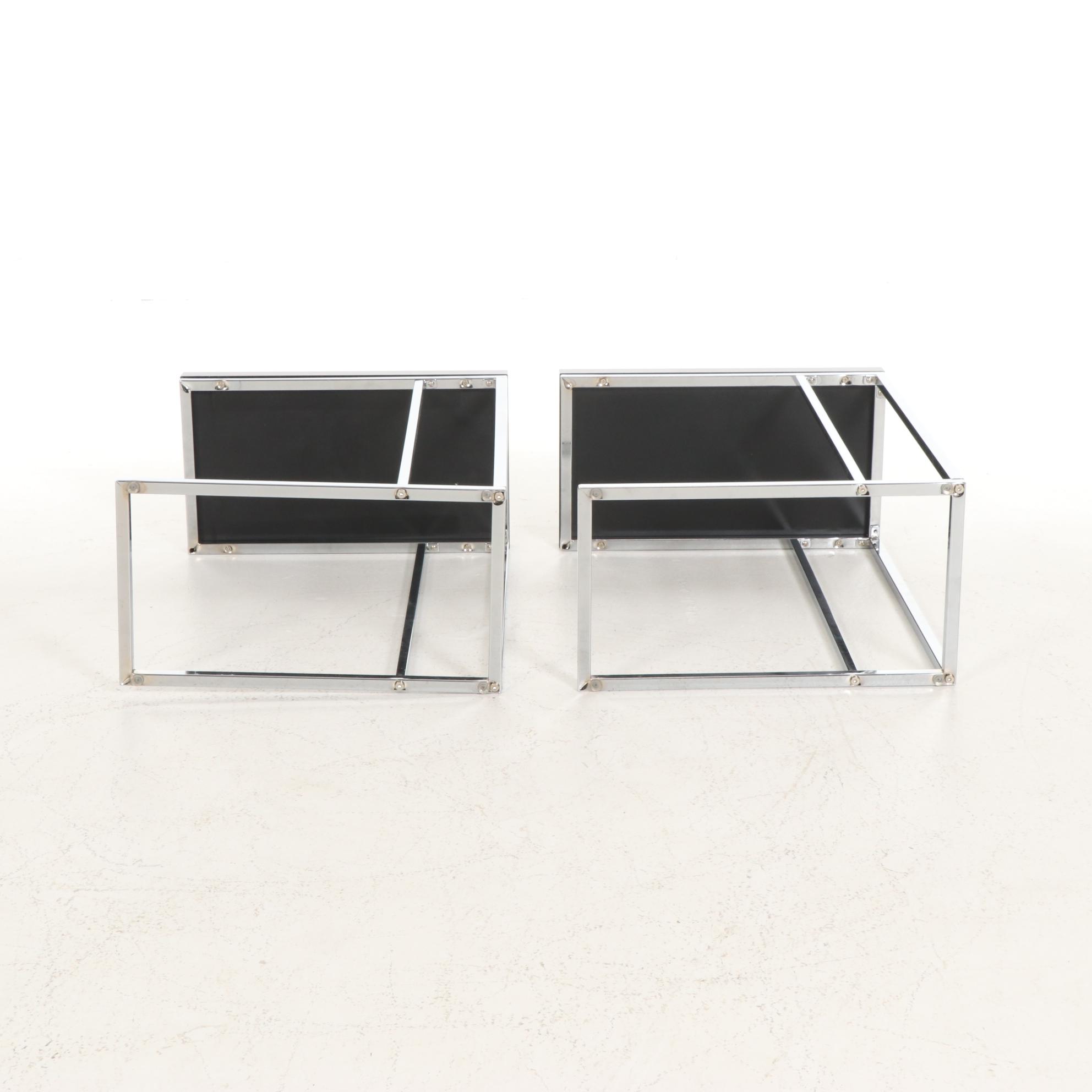 Pair of Modern Metal Frame Side Tables
