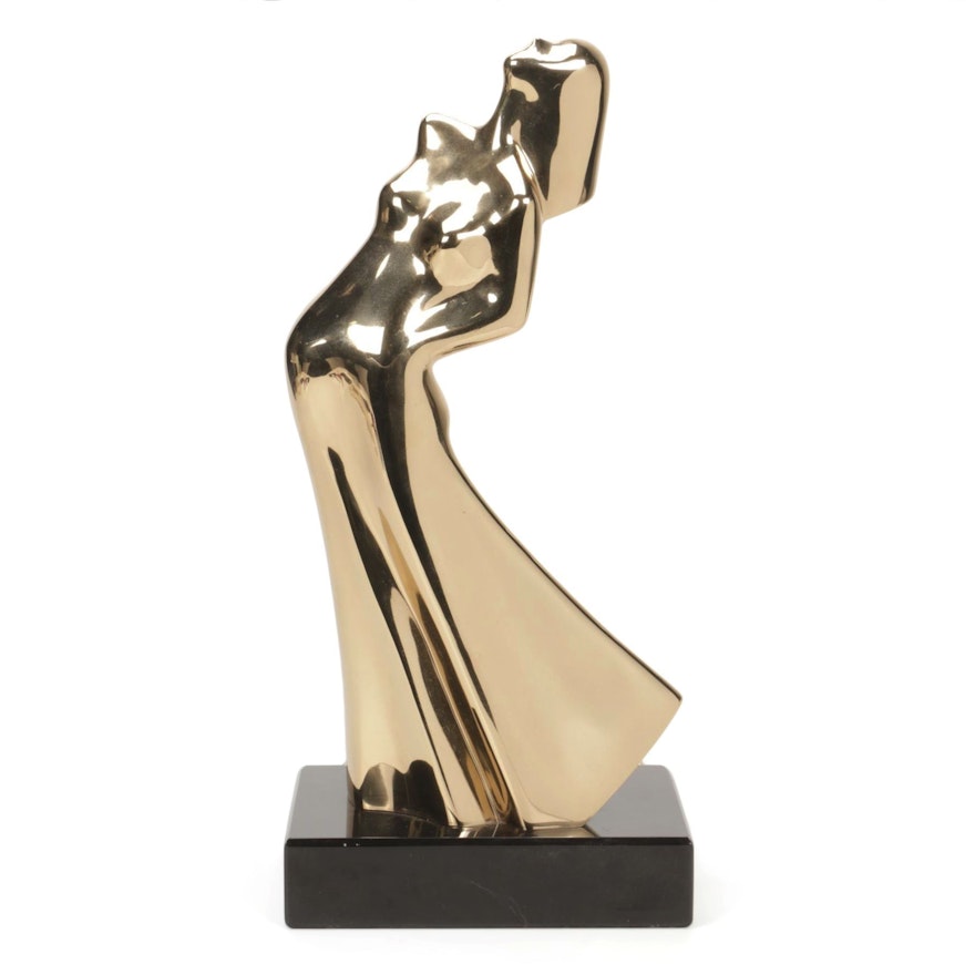 David Hostetler "Dancing Lady Maquette" Polished Bronze on Black Marble
