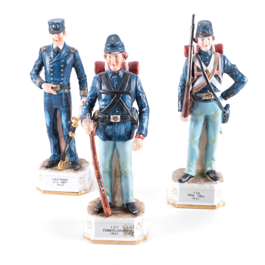 Hand Painted Royal Crown Arnart Civil War Figurines, Mid to Late 20th Century