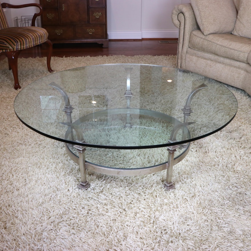 Contemporary Metal and Glass Top Coffee Table