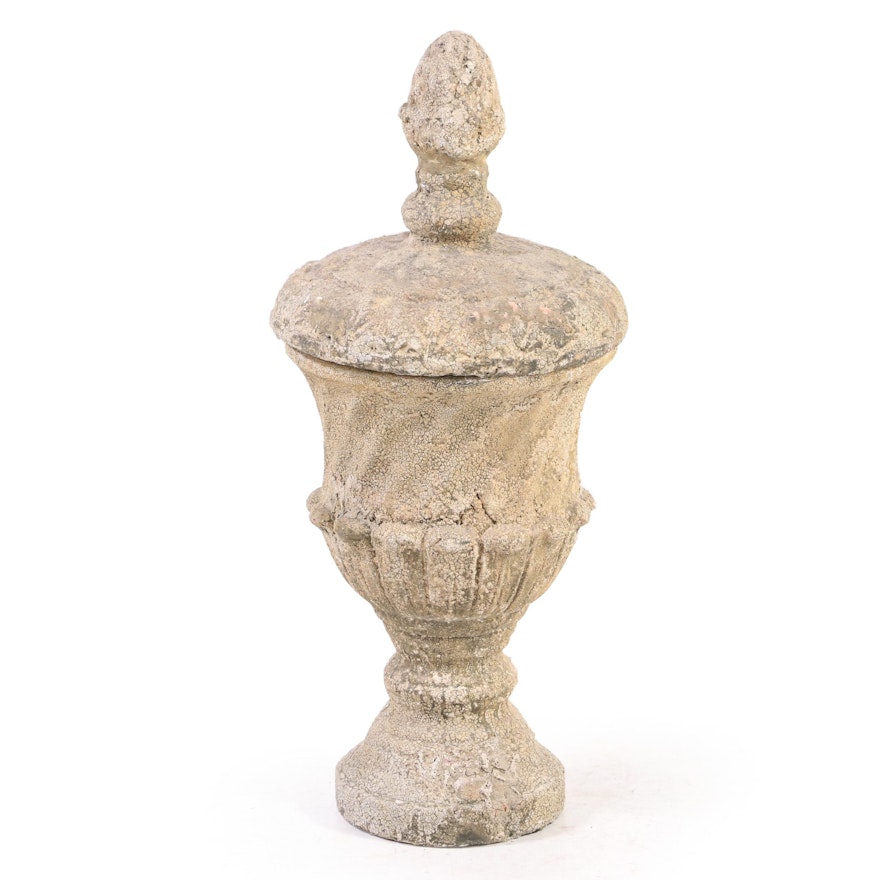 Neoclassical Style Faux-Stone Terracotta Garden Urn