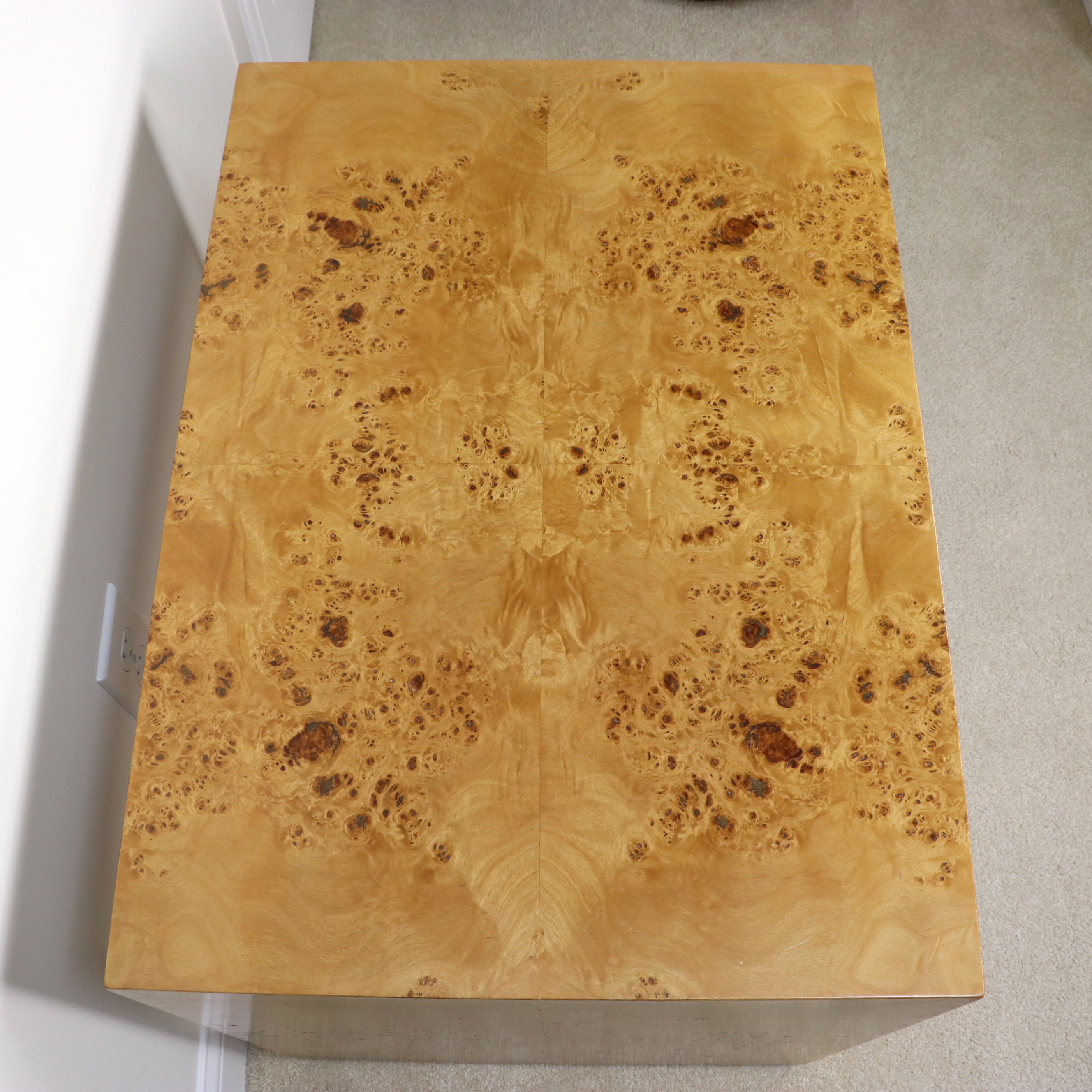 Modernist Style Burl Wood Veneered Side Table