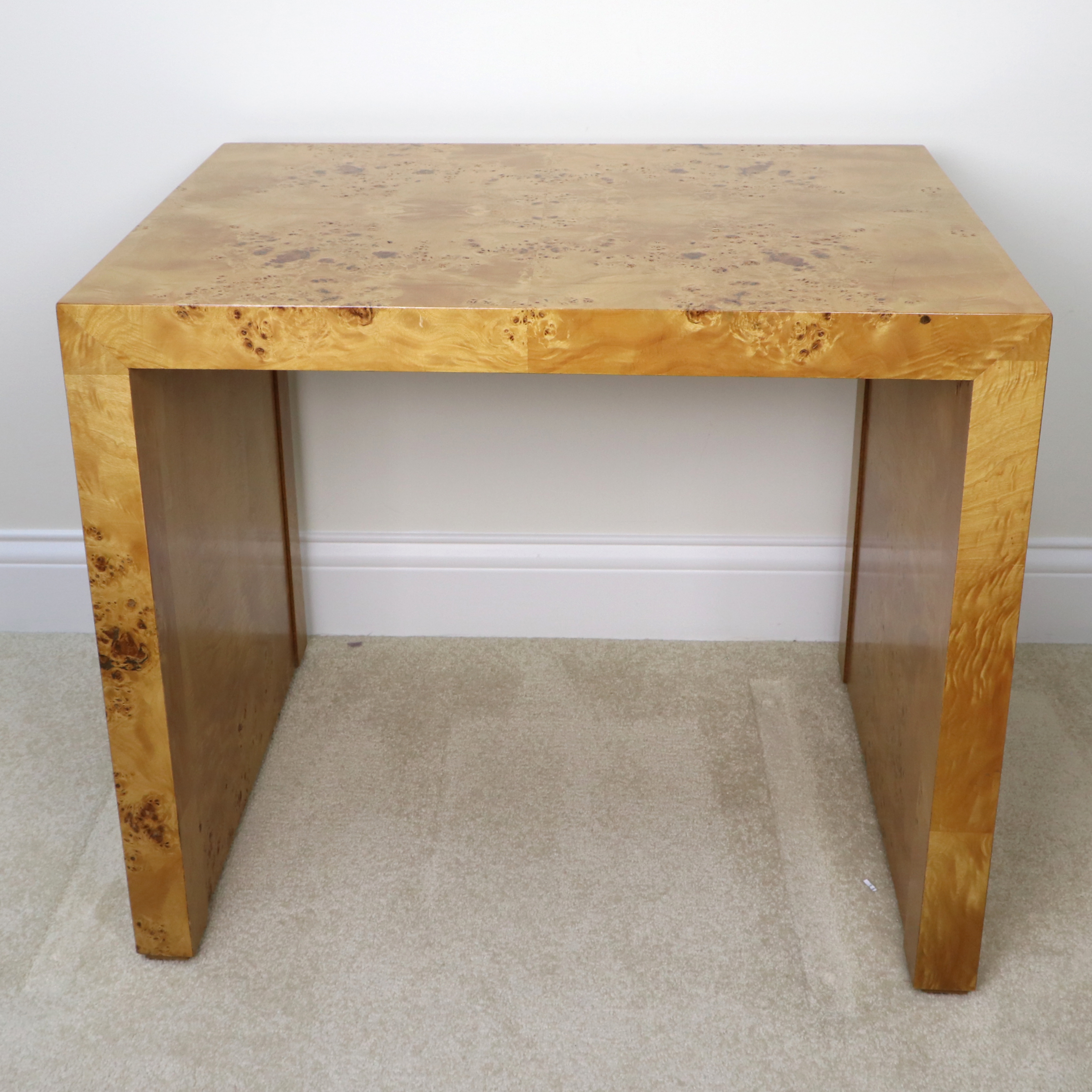 Modernist Style Burl Wood Veneered Side Table