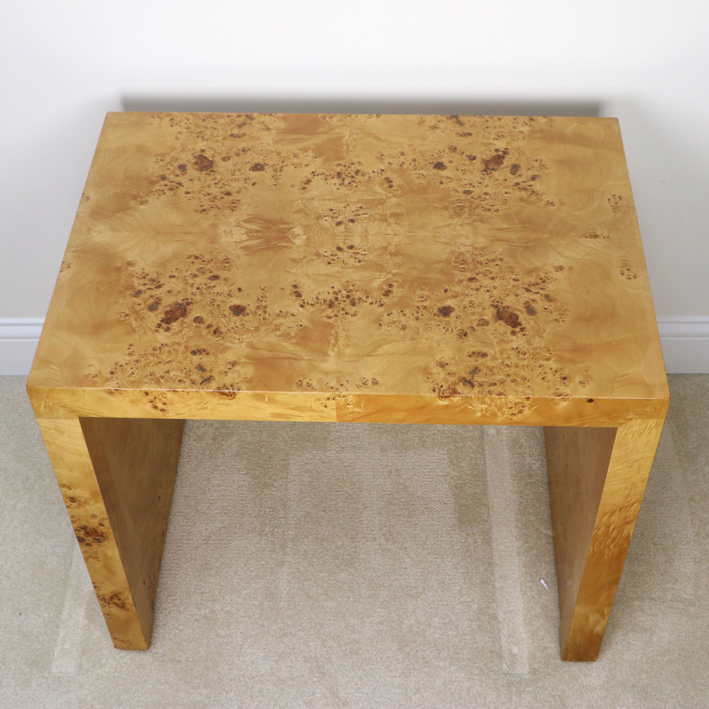 Modernist Style Burl Wood Veneered Side Table