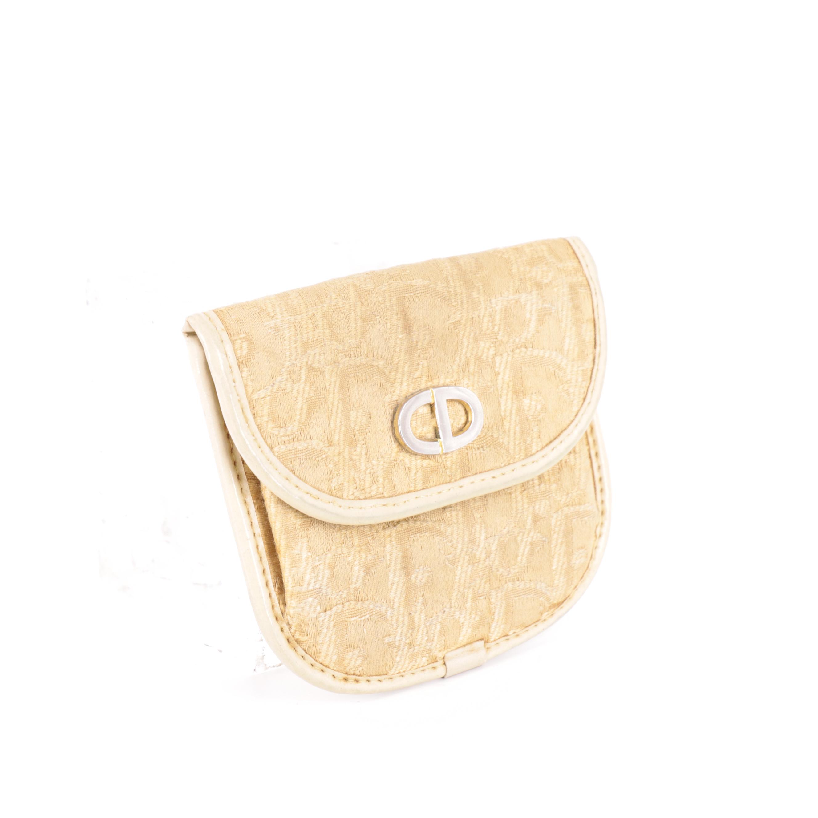 Christian Dior Flap Coin Purse in Beige Diorissimo Monogram Canvas