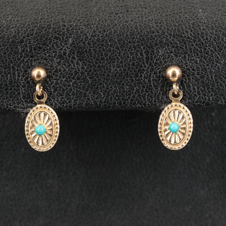 14K Imitation Turquoise Earrings