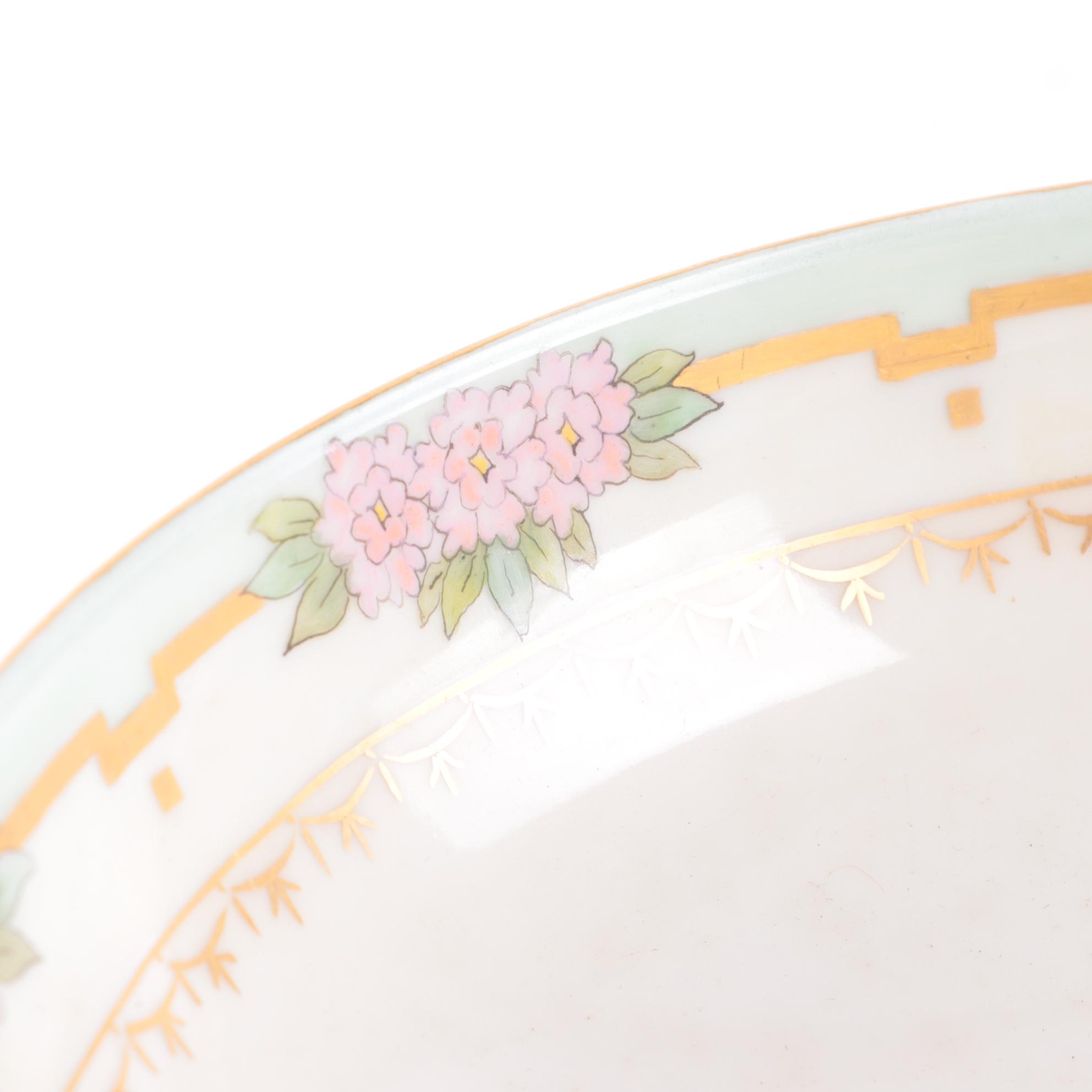 Haviland Porcelain Compote with 24 KT. Gold Decorated Vase, Mid-20th Century