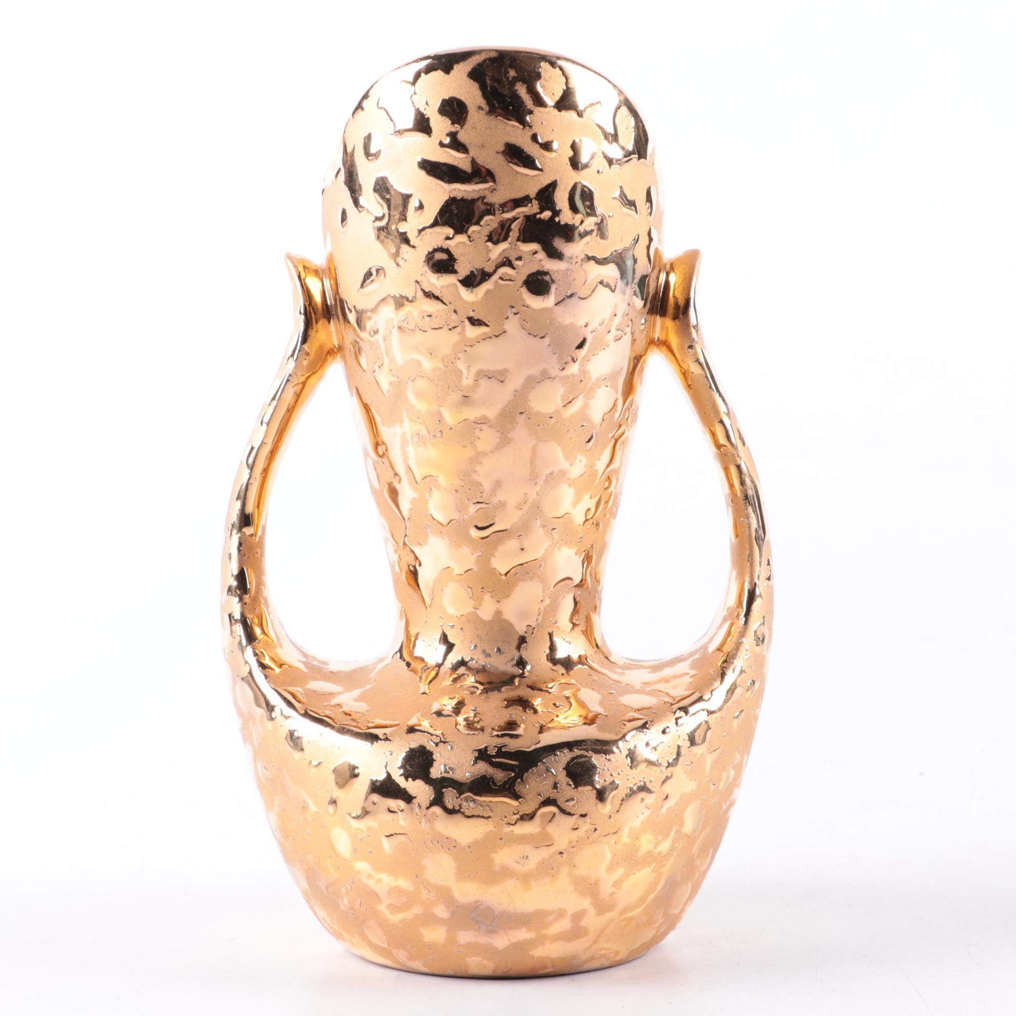 Haviland Porcelain Compote with 24 KT. Gold Decorated Vase, Mid-20th Century