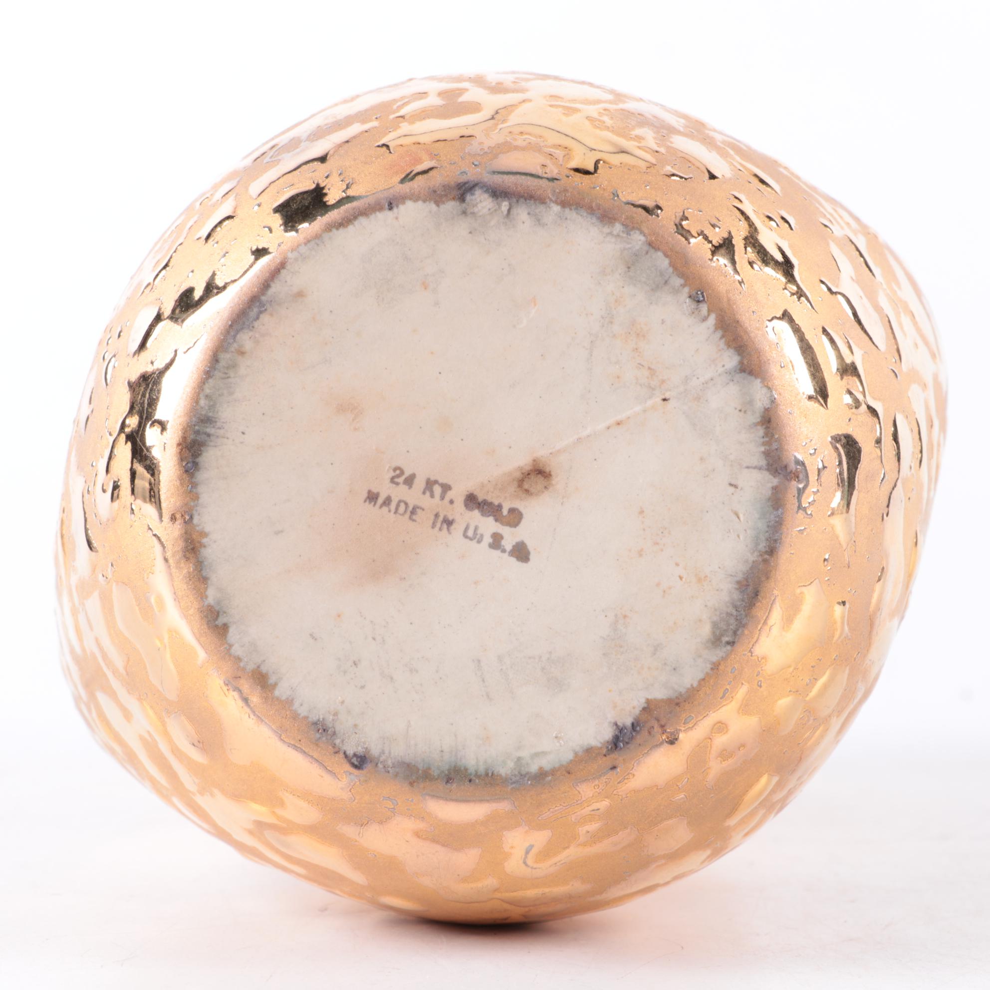 Haviland Porcelain Compote with 24 KT. Gold Decorated Vase, Mid-20th Century