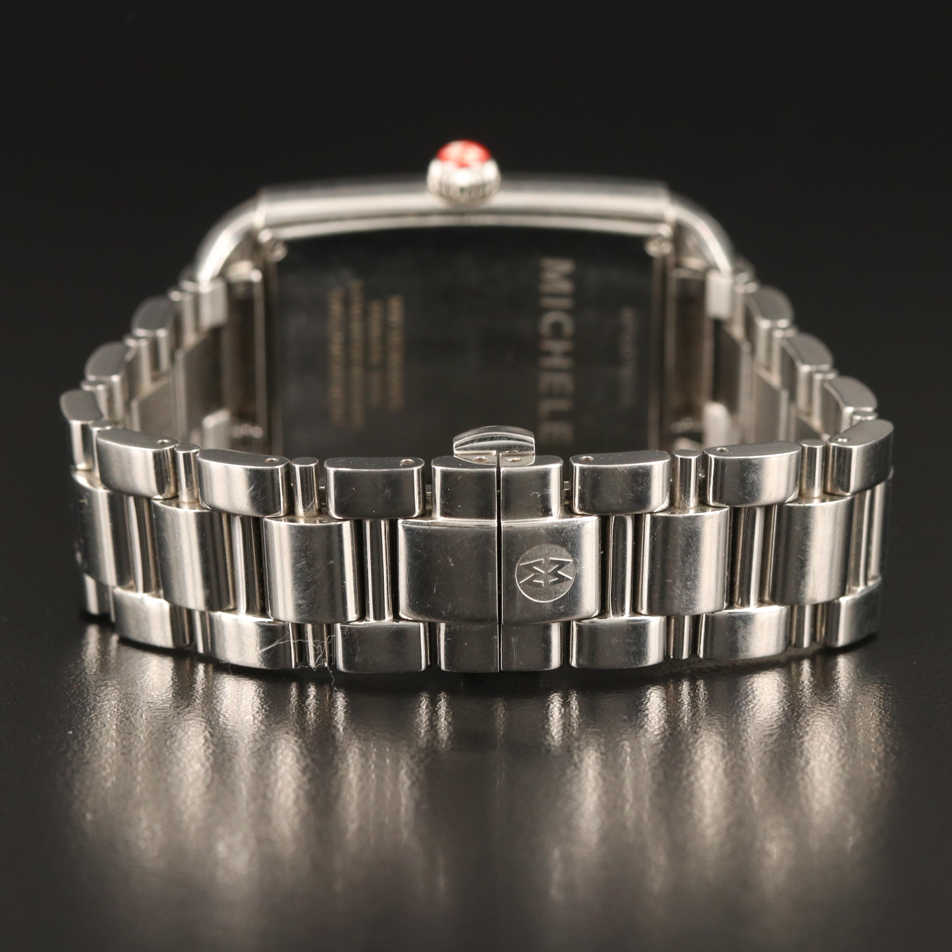 Michele Milou Park MOP Dial with Date Stainless Steel Watch