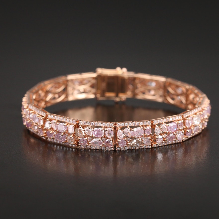 18K Rose Gold 13.23 CTW Diamond Bracelet with GIA Diamond Report