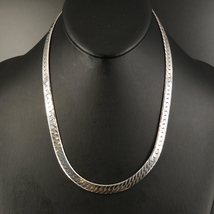 Italian Sterling Herringbone Chain Necklace