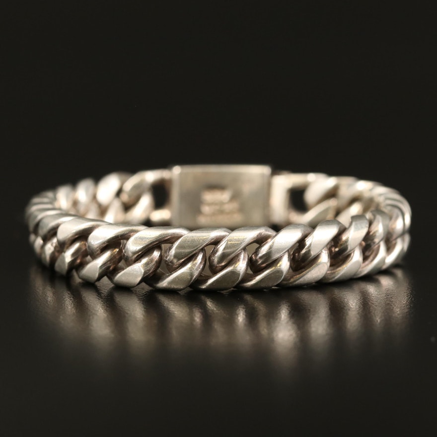Mexican Sterling Curb Chain Bracelet