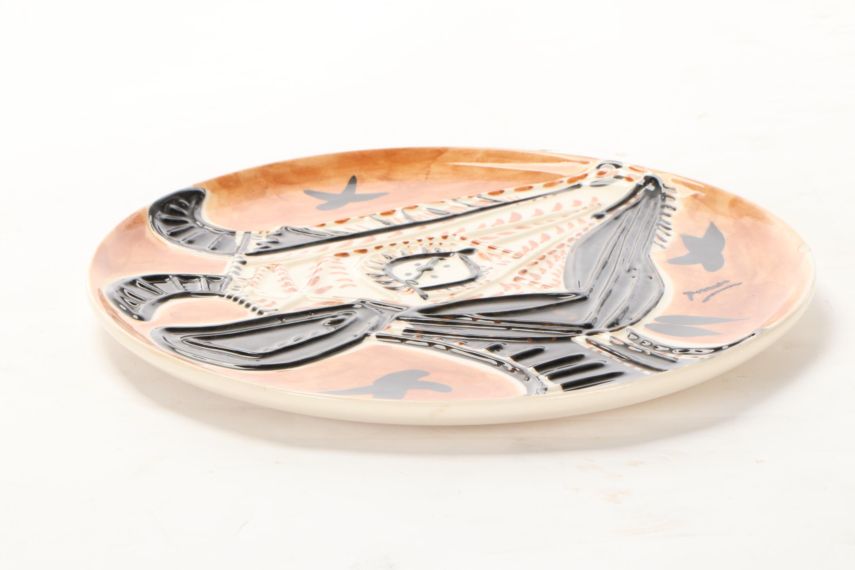 Glazed Ceramic Plate after Pablo Picasso of Goat, 1993