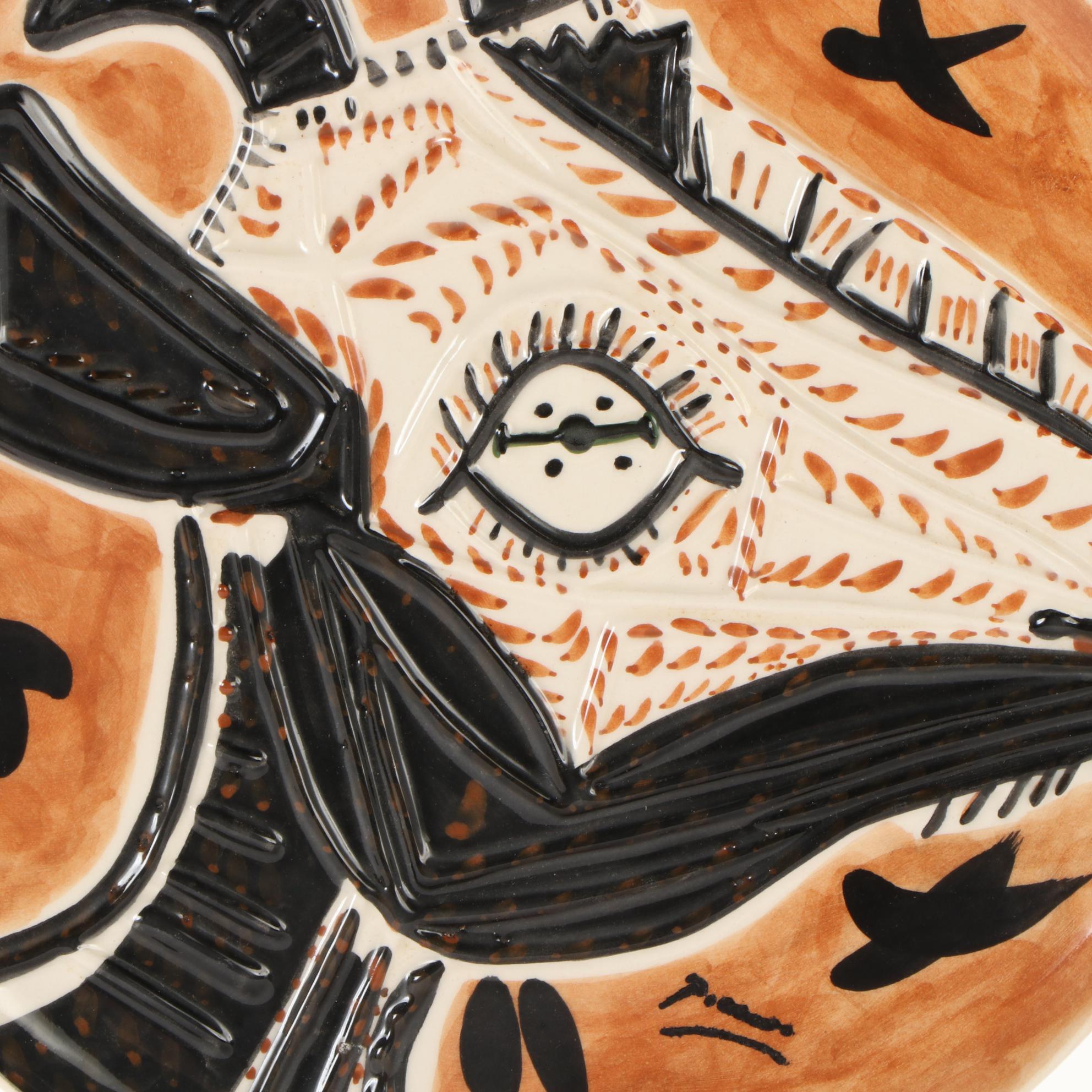 Glazed Ceramic Plate after Pablo Picasso of Goat, 1993