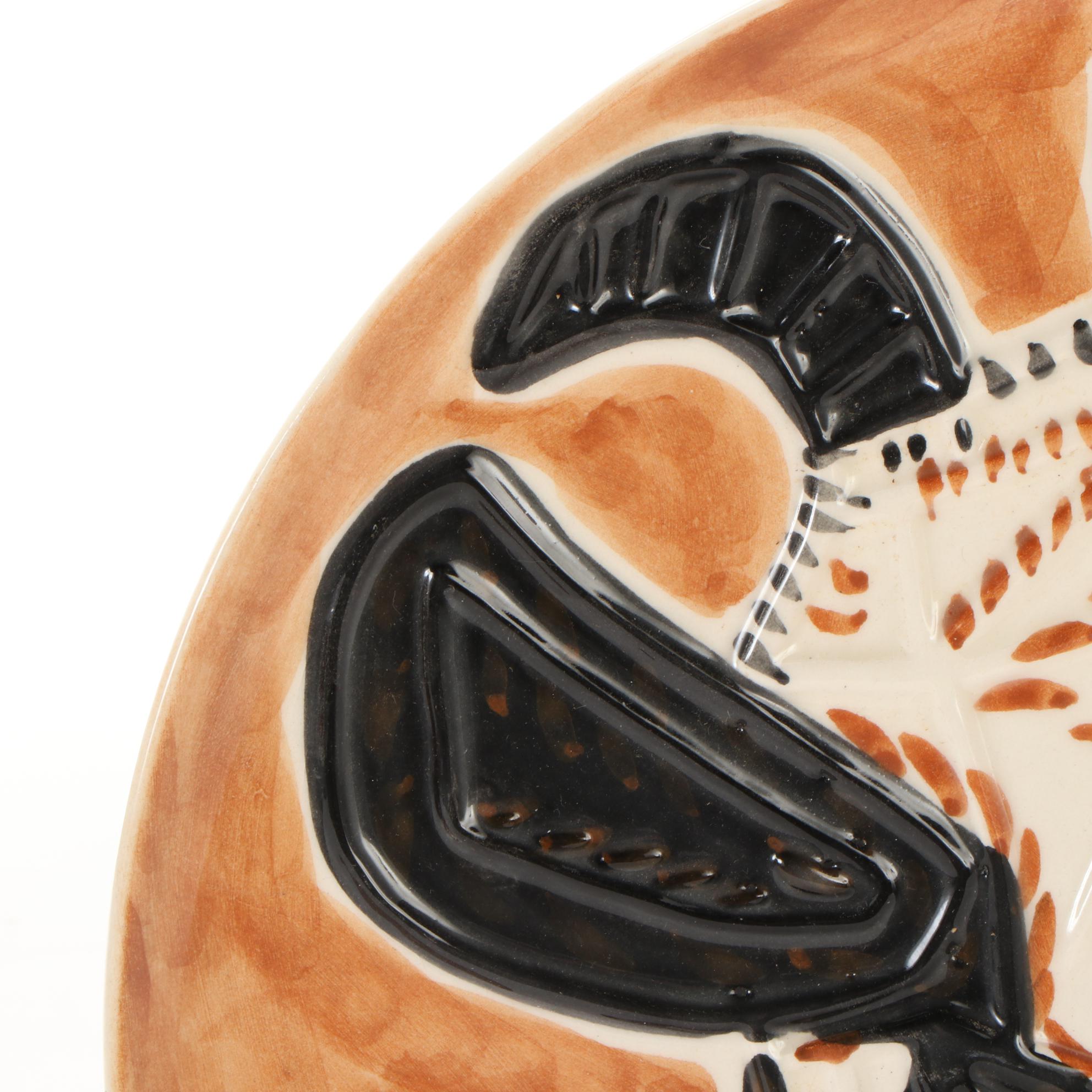 Glazed Ceramic Plate after Pablo Picasso of Goat, 1993