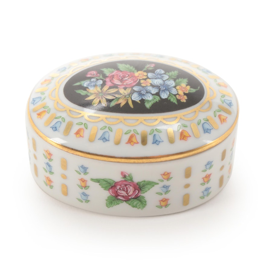 Candeaux D'amour Floral Motif Limoges Porcelain Box