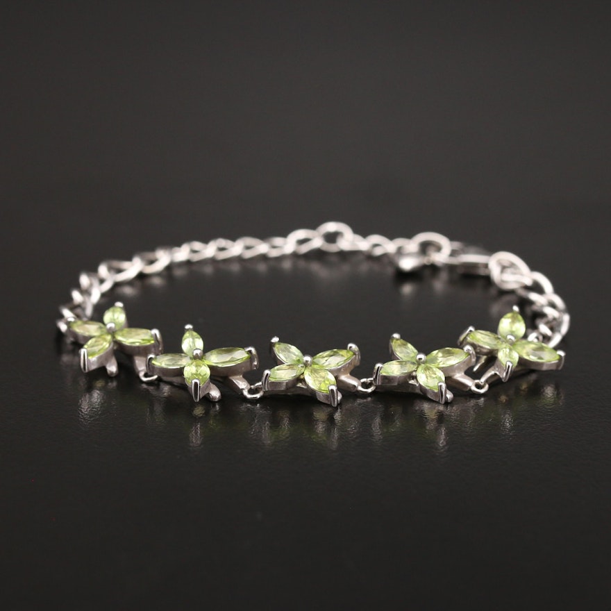 Sterling Peridot Floral Bracelet