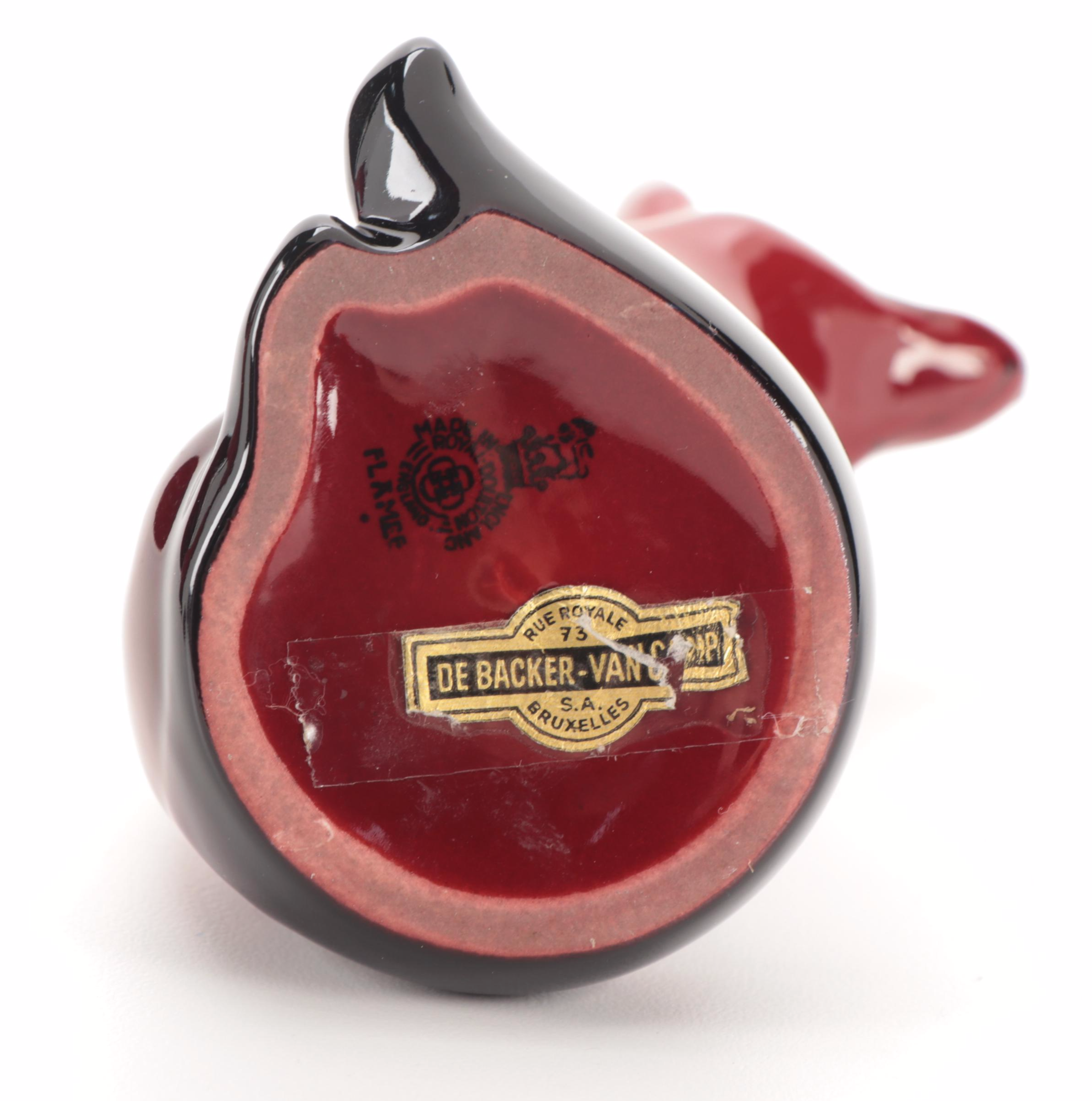 Royal Doulton Porcelain Flambé Cat and Fox Figurines