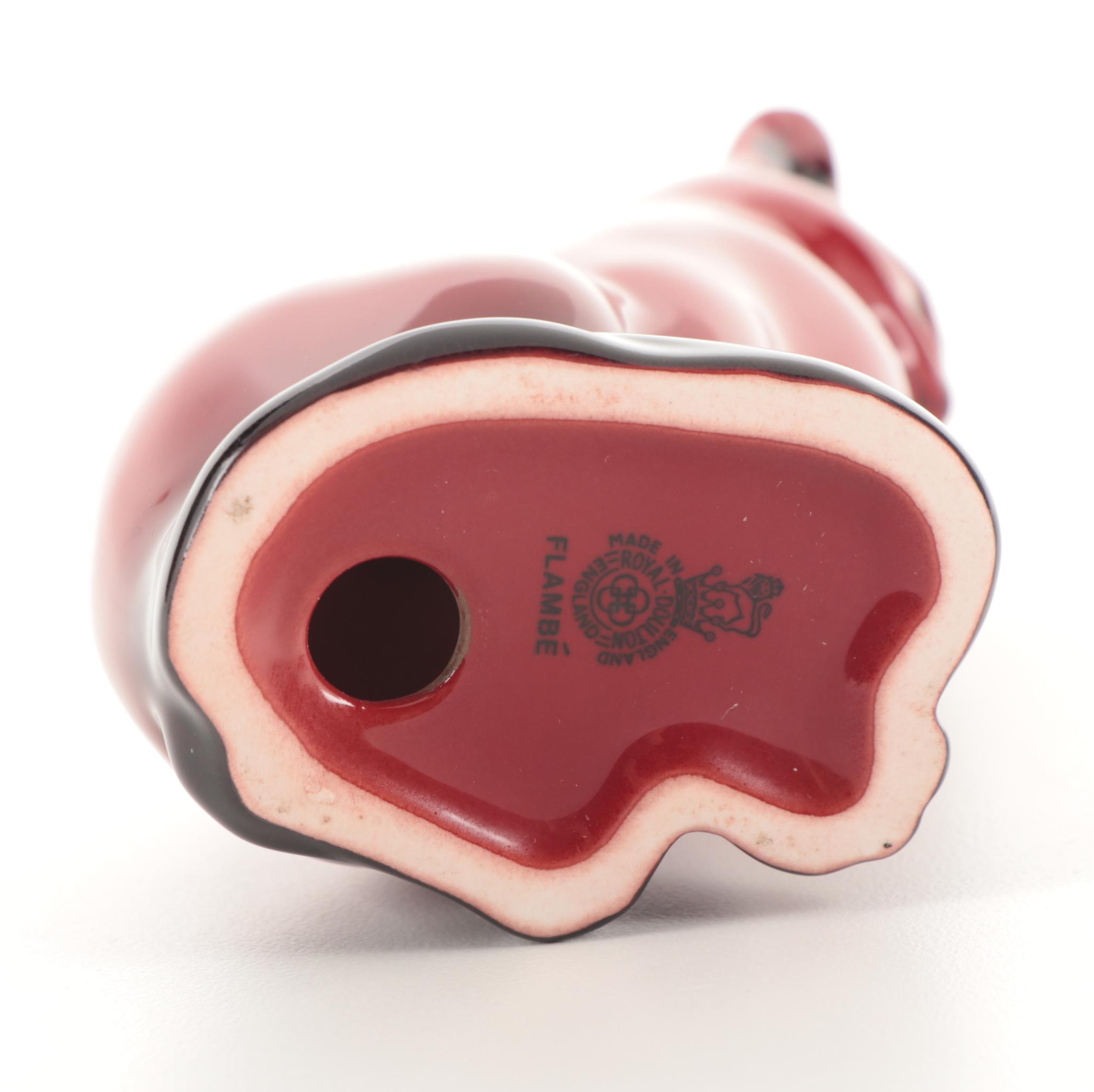 Royal Doulton Porcelain Flambé Cat and Fox Figurines