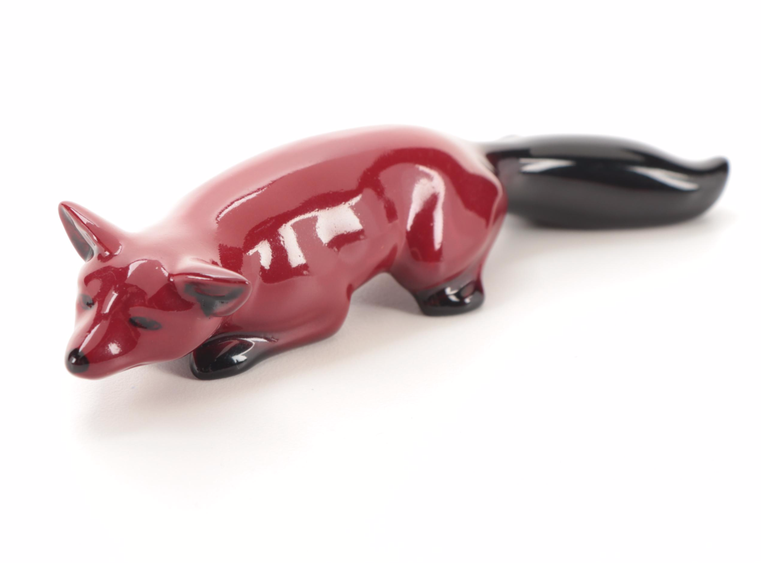 Royal Doulton Porcelain Flambé Cat and Fox Figurines