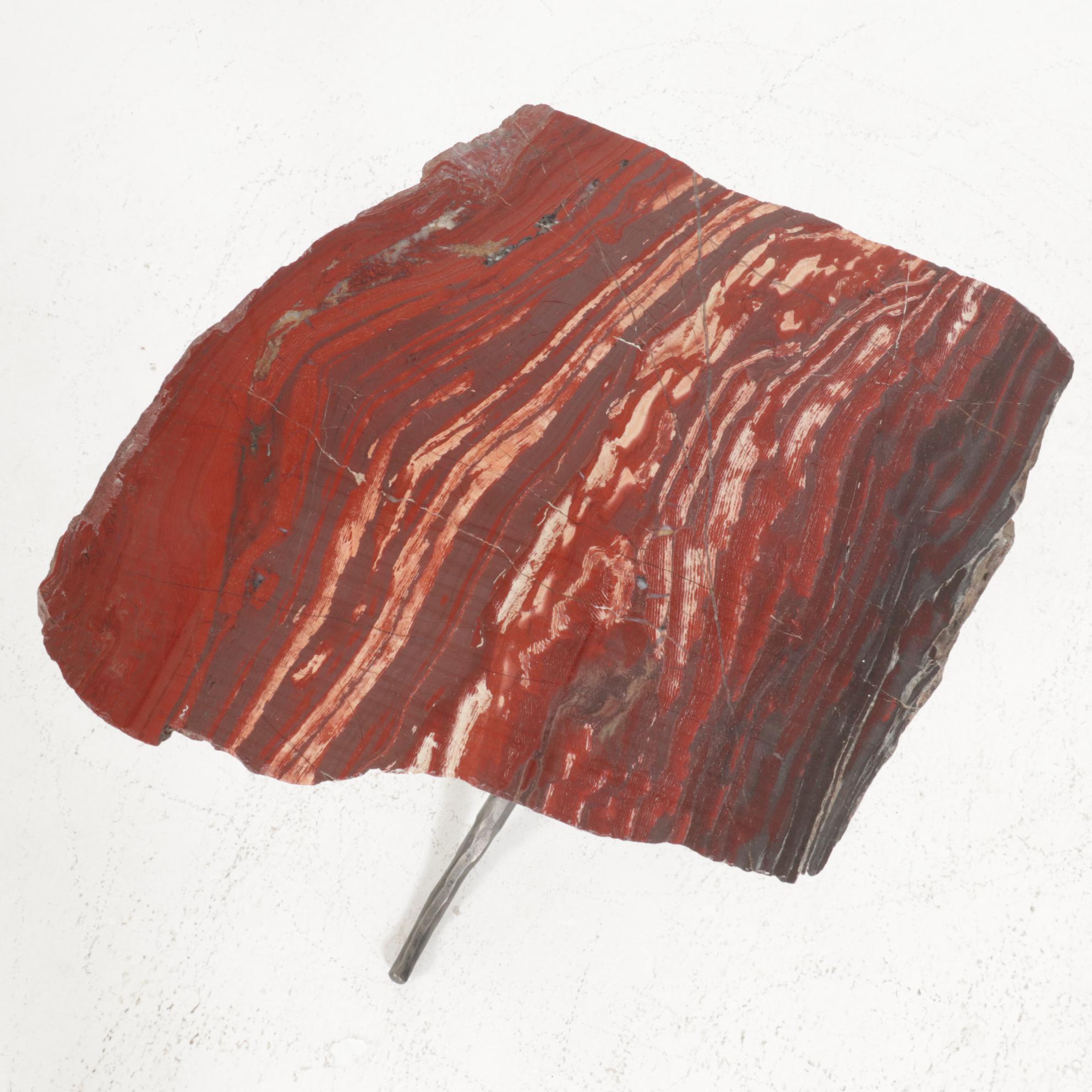 Gibson's of the Greenbrier Petrified Wood Accent Table on Forged Metal Base