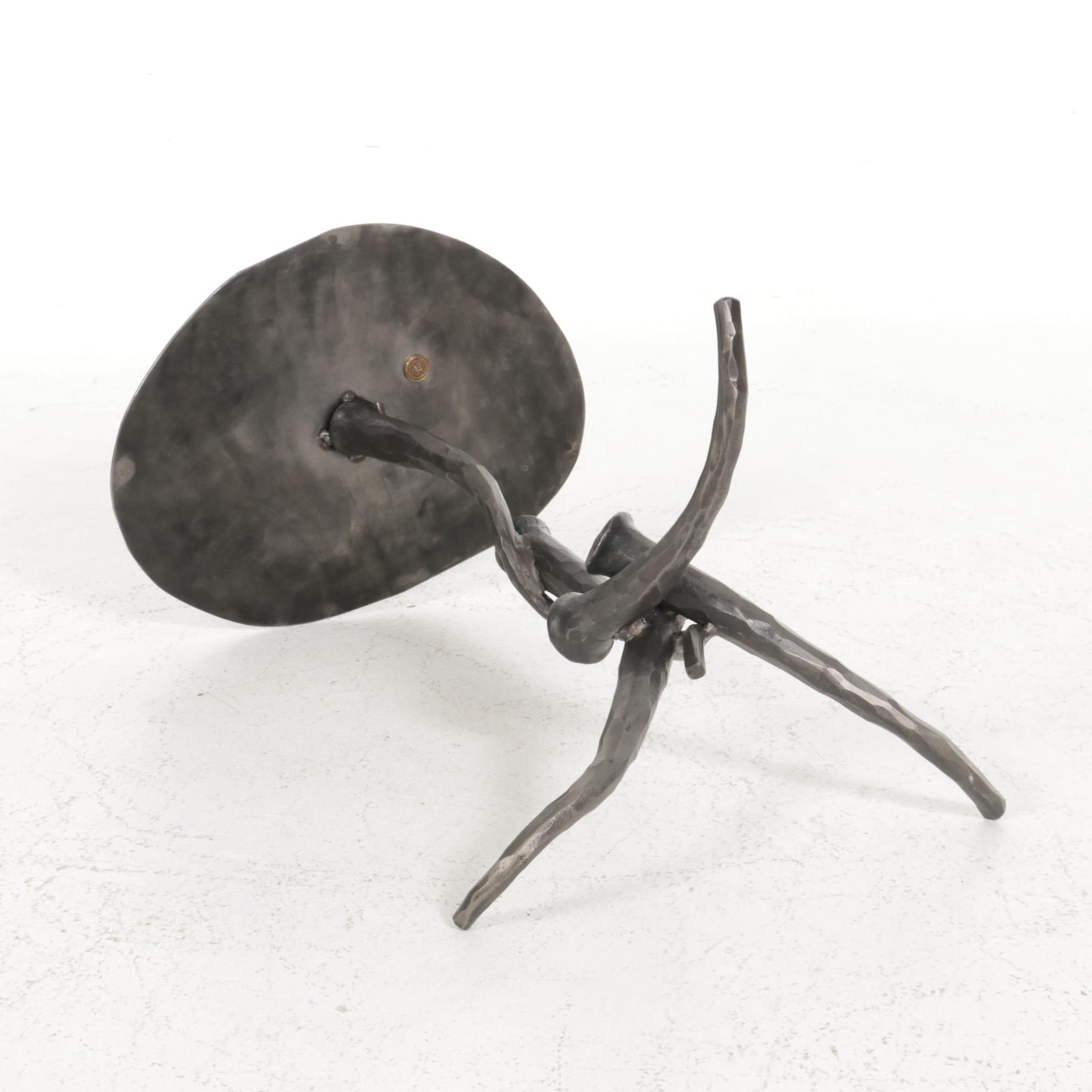 Gibson's of the Greenbrier Petrified Wood Accent Table on Forged Metal Base