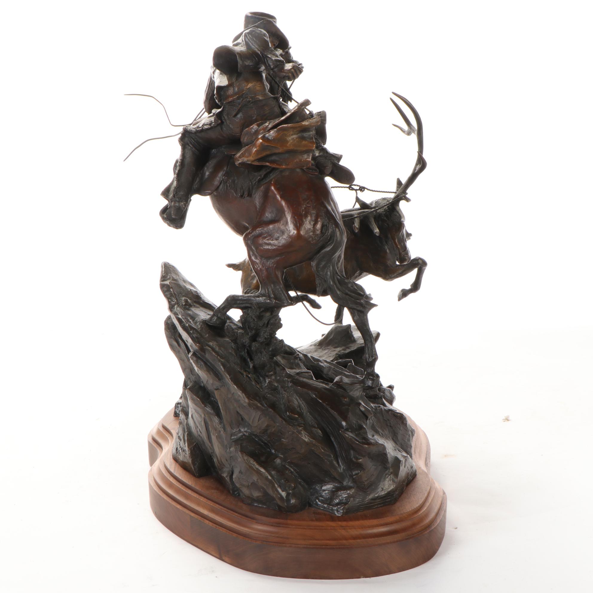 Ken Payne Cast Bronze Sculpture "No Time to Dally," 1990