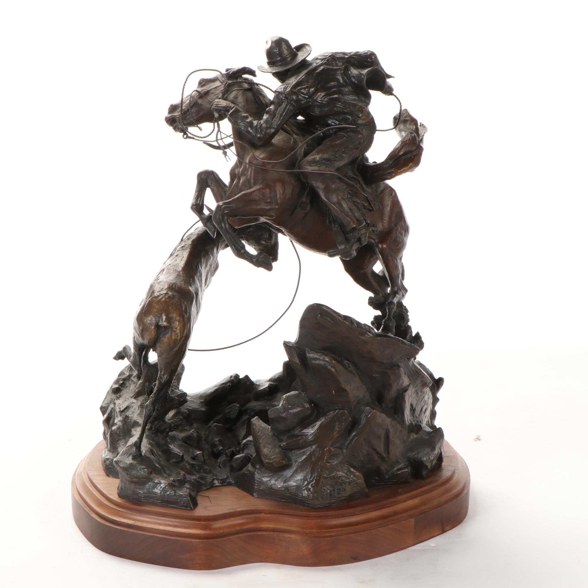 Ken Payne Cast Bronze Sculpture "No Time to Dally," 1990