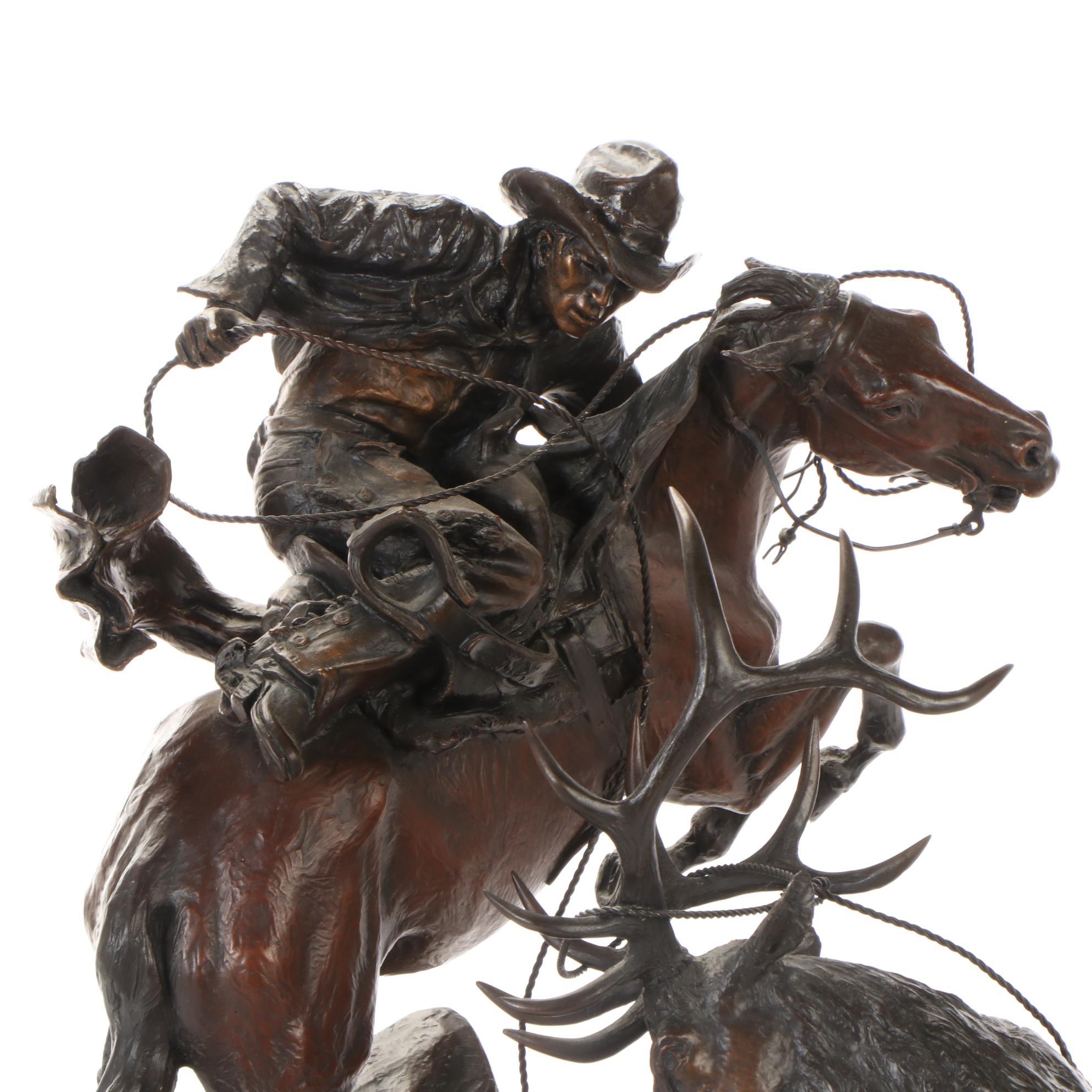 Ken Payne Cast Bronze Sculpture "No Time to Dally," 1990