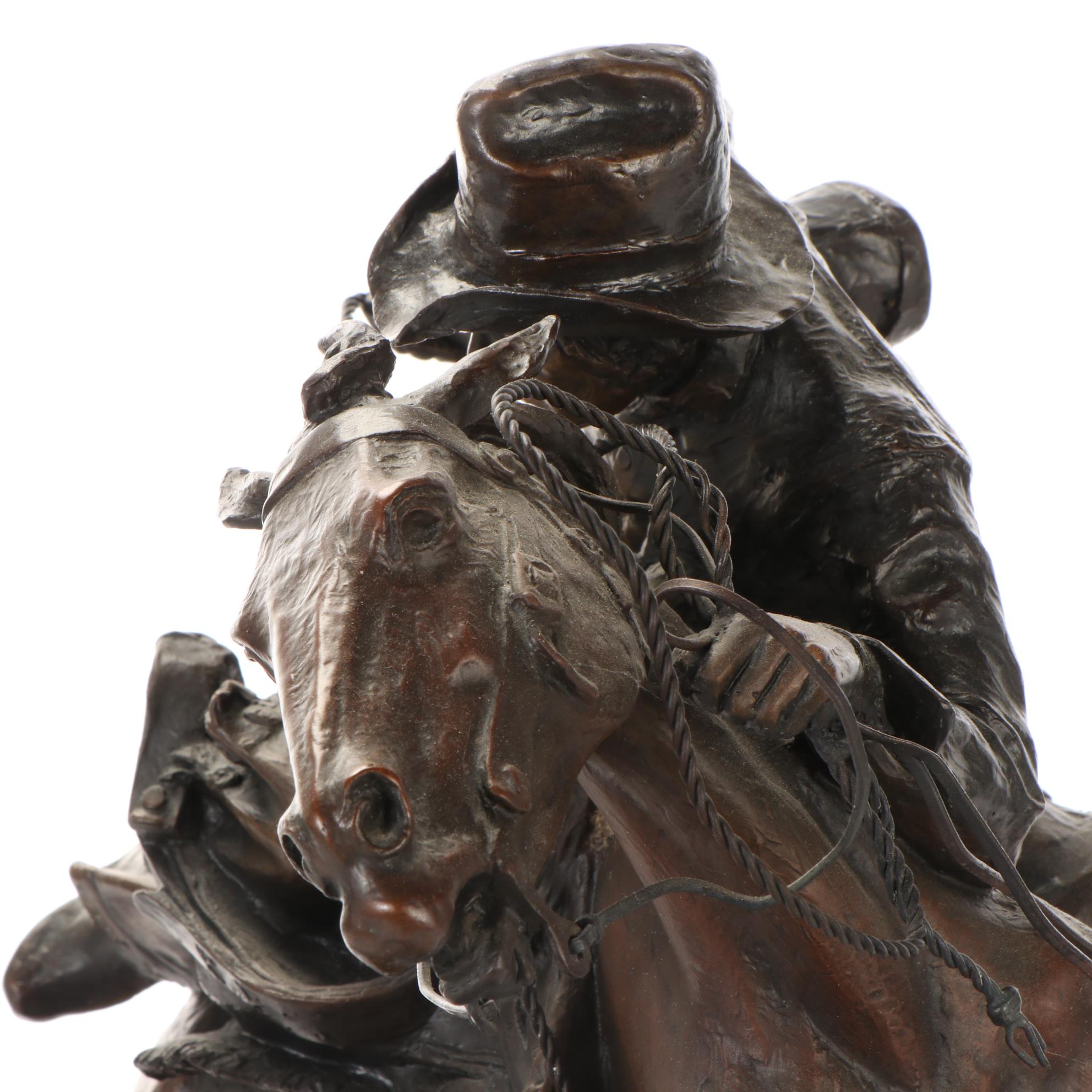 Ken Payne Cast Bronze Sculpture "No Time to Dally," 1990