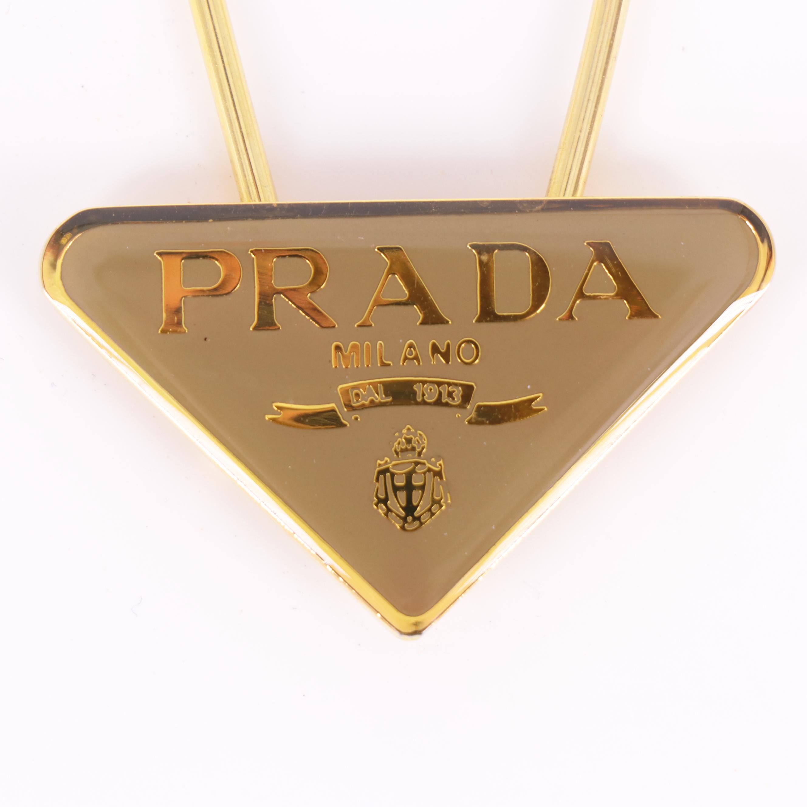 Prada Enameled Logo Triangle Plate Key Ring