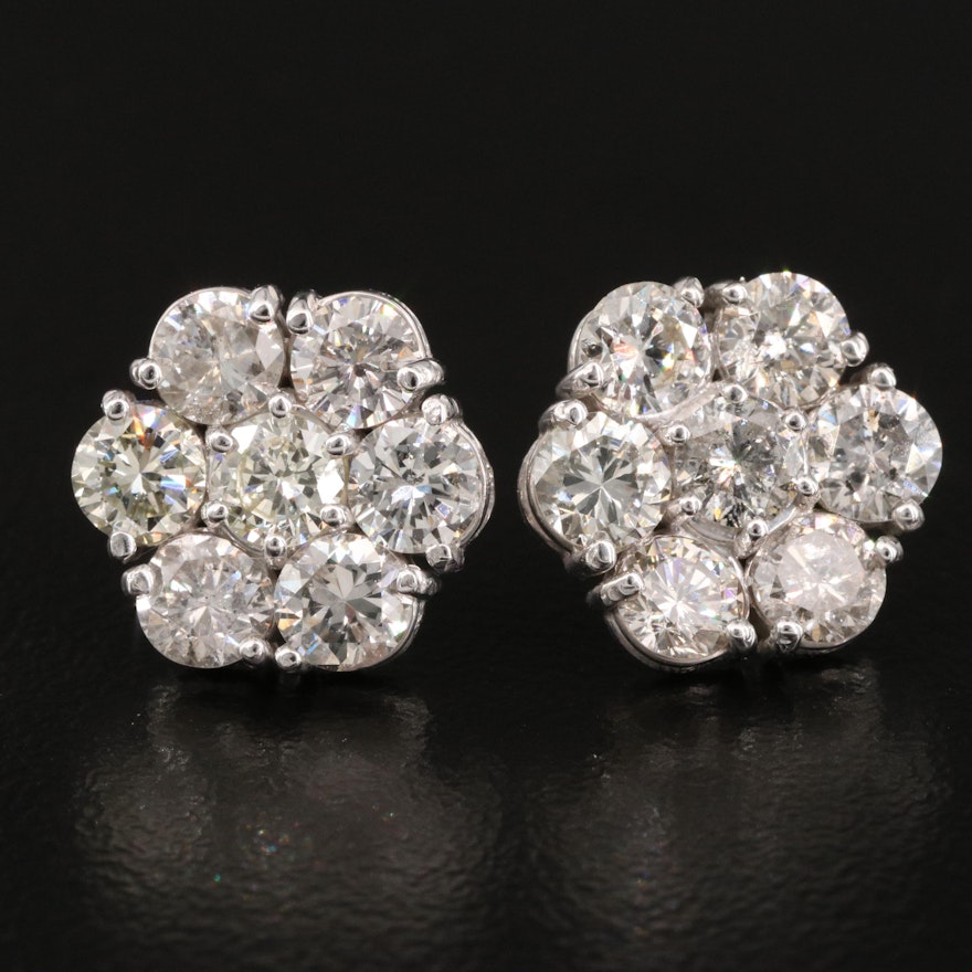 14K 3.45 CTW Diamond Hexagonal Cluster Earrings