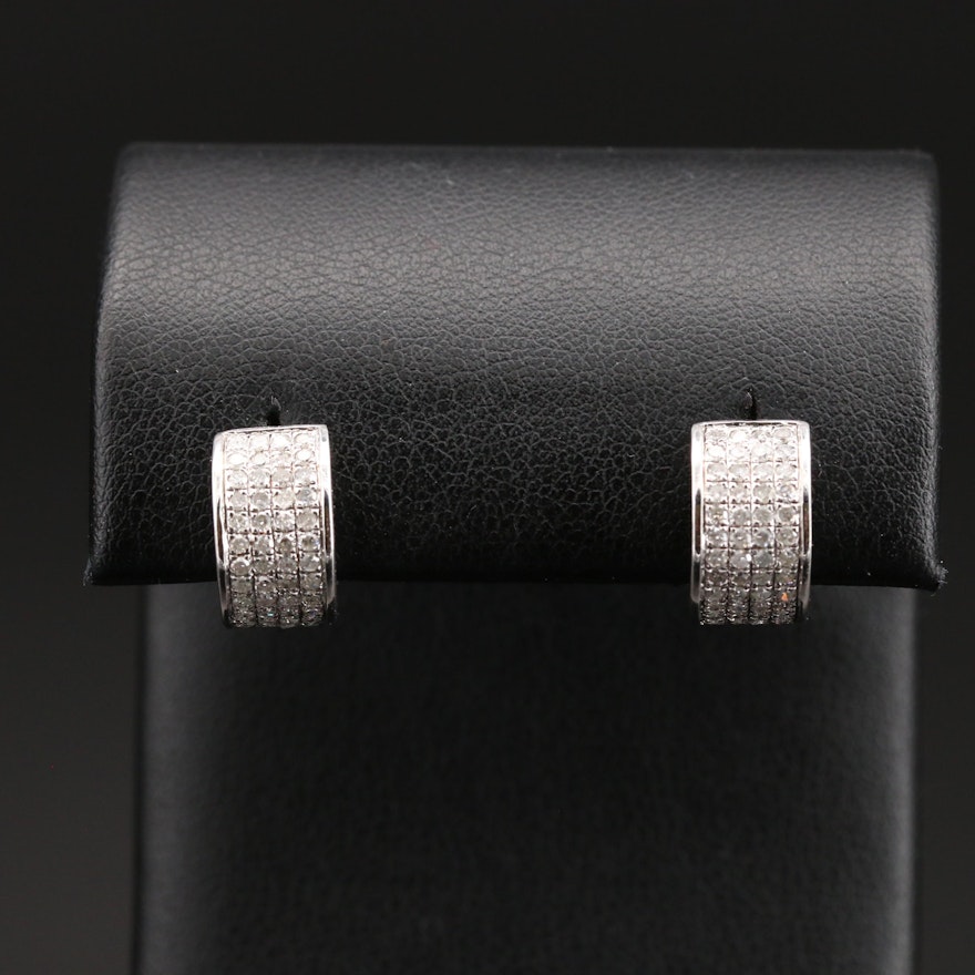 Sterling Diamond Huggie Hoop Earrings