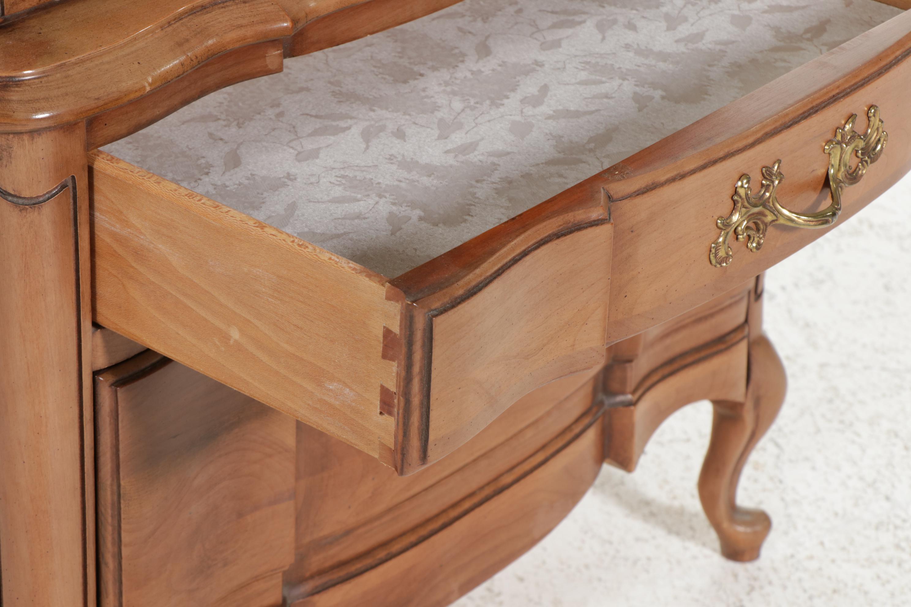 Permacraft "Autumn" Walnut Curio Cabinet, Mid to Late 20th Century