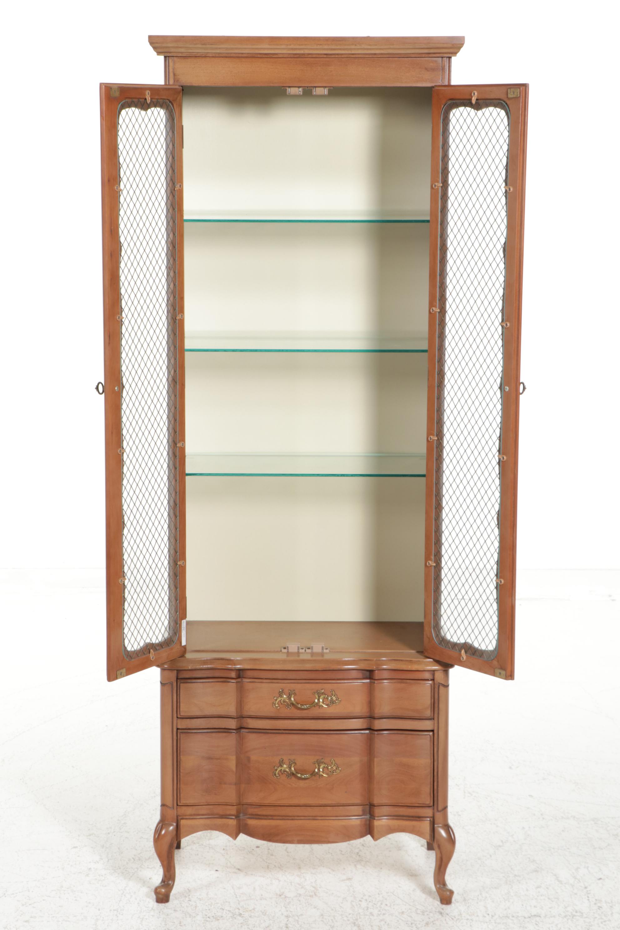 Permacraft "Autumn" Walnut Curio Cabinet, Mid to Late 20th Century