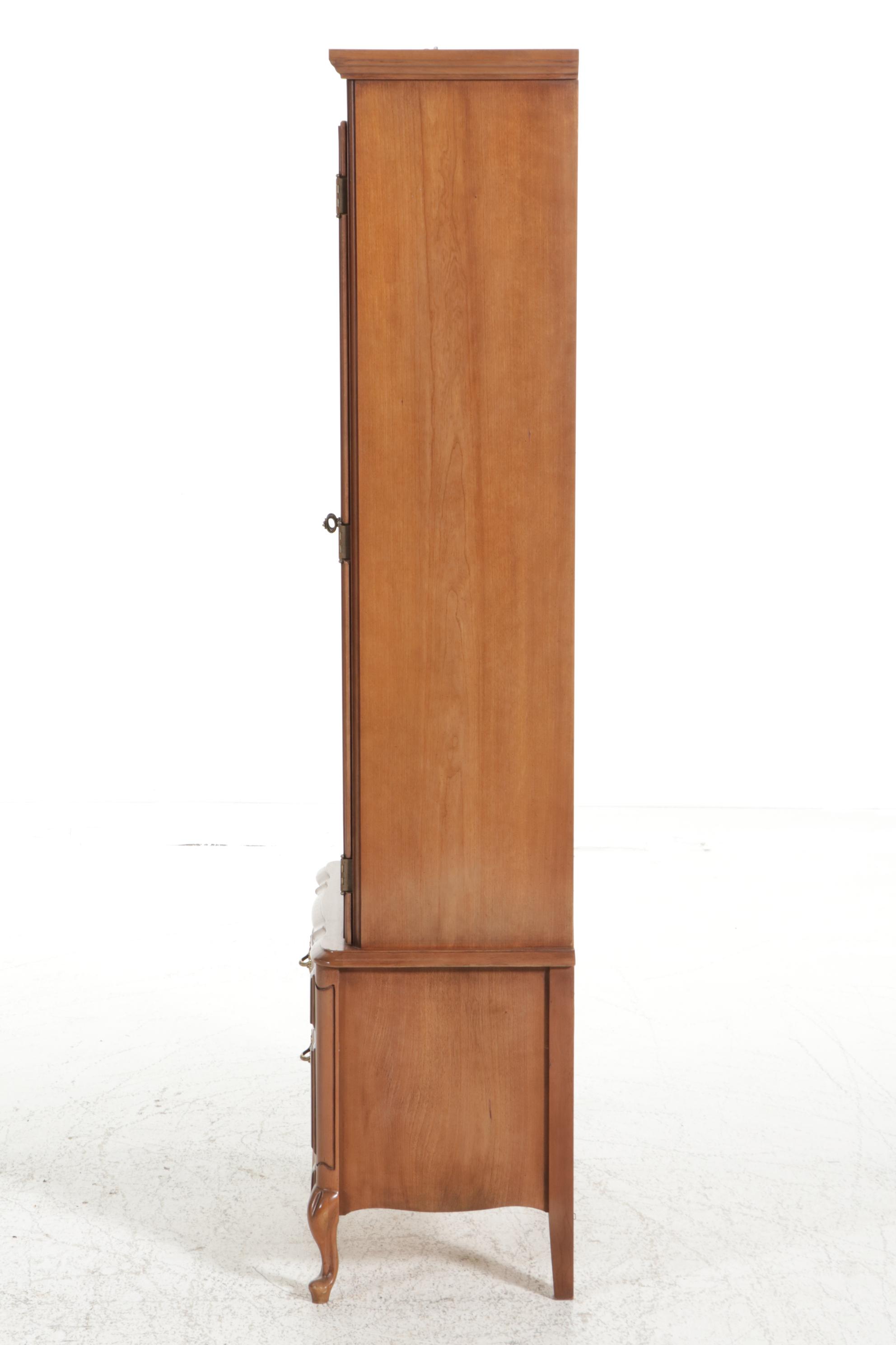 Permacraft "Autumn" Walnut Curio Cabinet, Mid to Late 20th Century