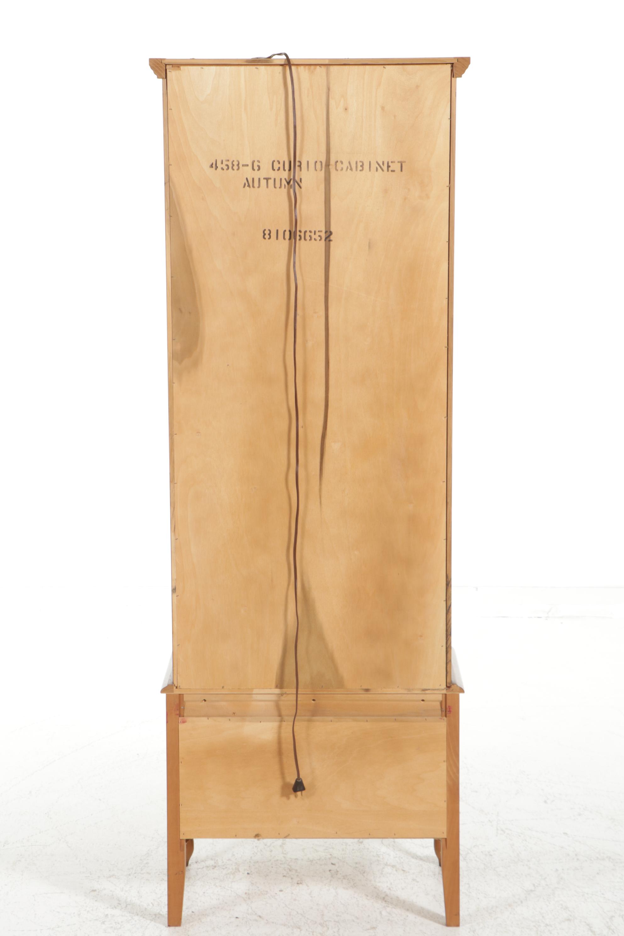 Permacraft "Autumn" Walnut Curio Cabinet, Mid to Late 20th Century