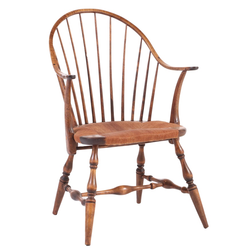 J.L. Hudson Co. Hardwood Continuous-Arm Windsor Chair, Early to Mid 20th Century