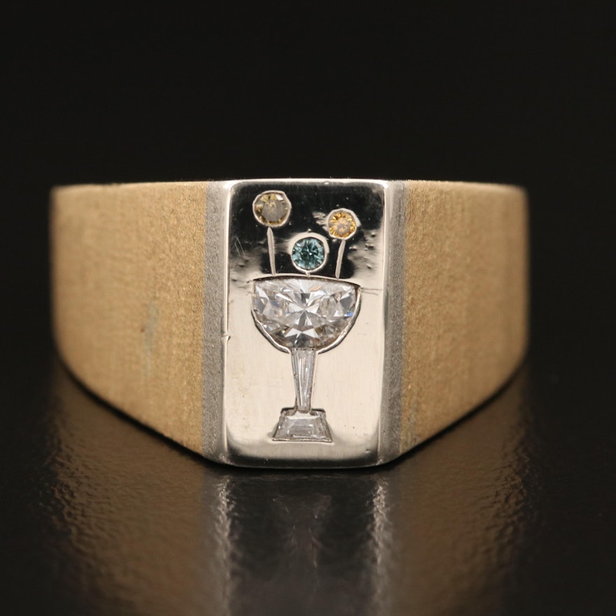 18K Diamond Martini Glass Motif Ring