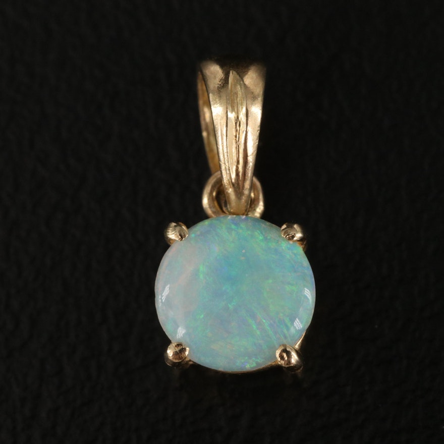 14K Opal Solitaire Pendant