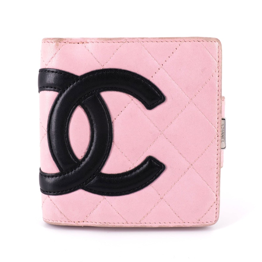 Chanel CC Cambon Wallet in Quilted Pink/Black Lambskin Leather