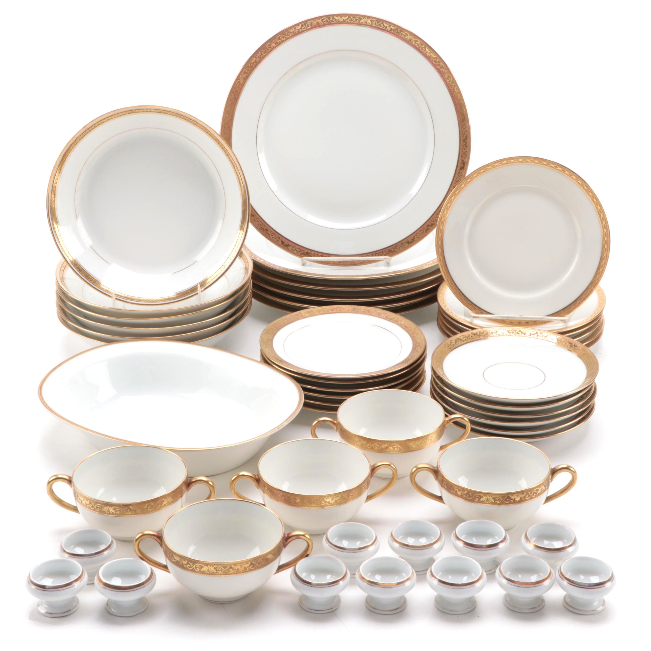 Haviland and Other Gilt Rimmed Porcelain Dinnerware, Early to Mid-20th Century