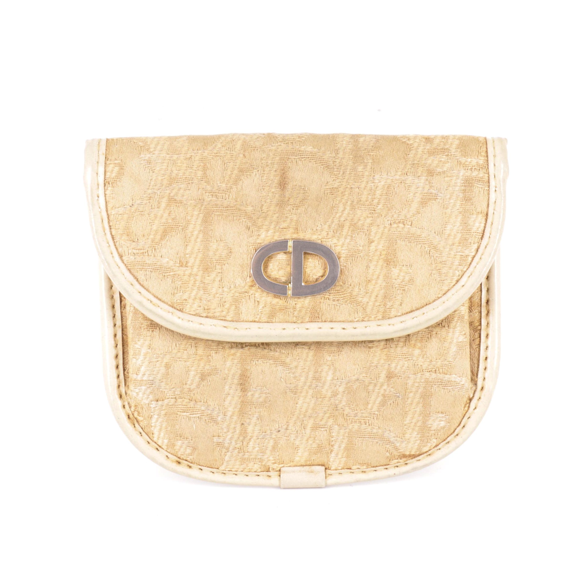 Christian Dior Flap Coin Purse in Beige Diorissimo Monogram Canvas
