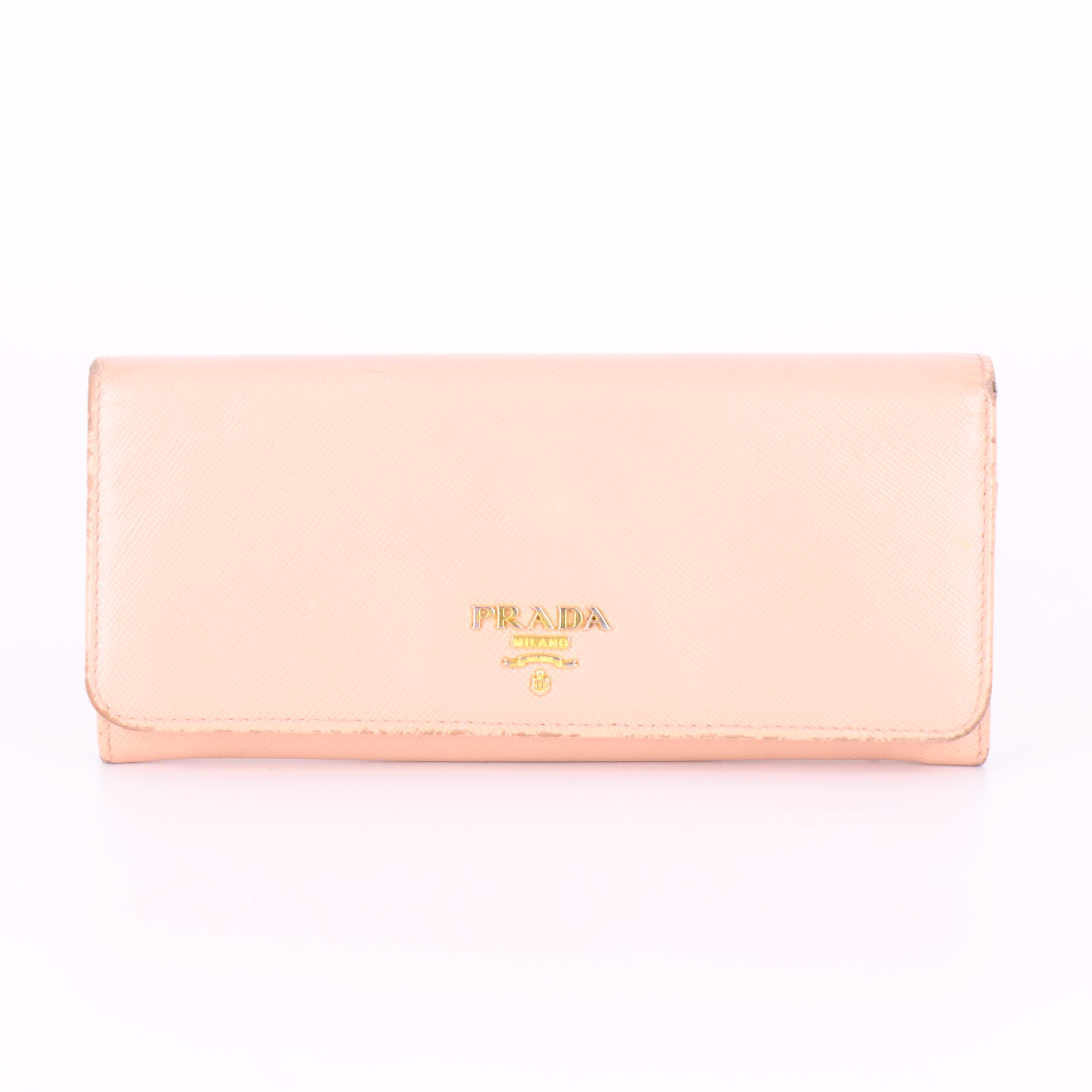 Prada Continental Flap Wallet in Orchidea Saffiano Leather
