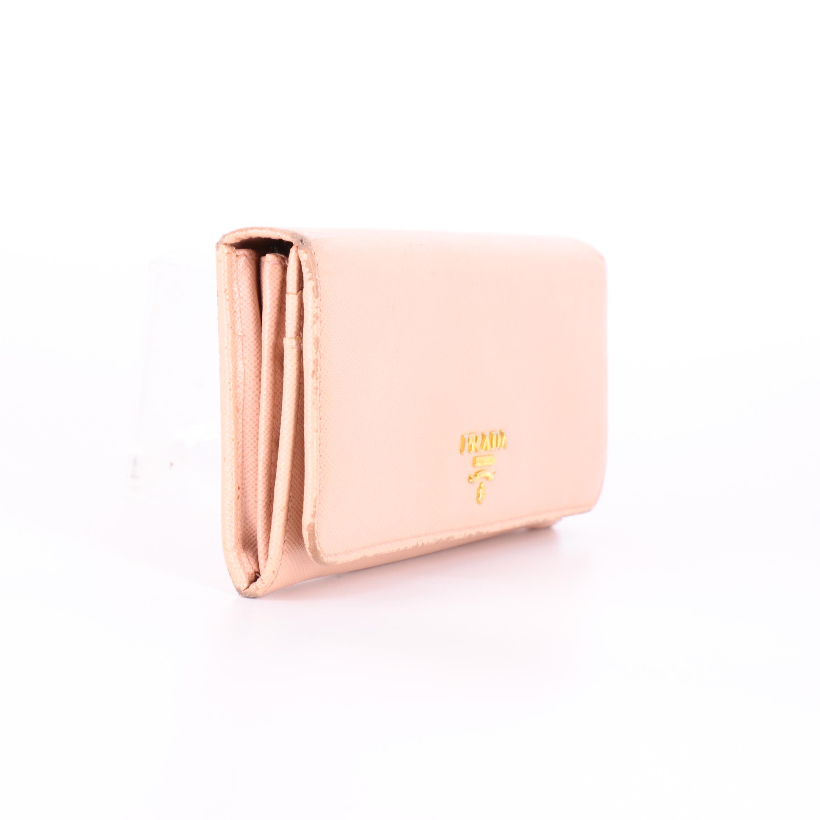 Prada Continental Flap Wallet in Orchidea Saffiano Leather